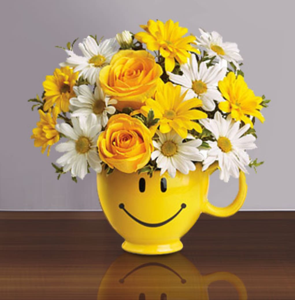 HAPPY FACE FLOWERS HAPPY FACE FLOWERS - Roses and daysys S( 3 roses ) M (4 roses)