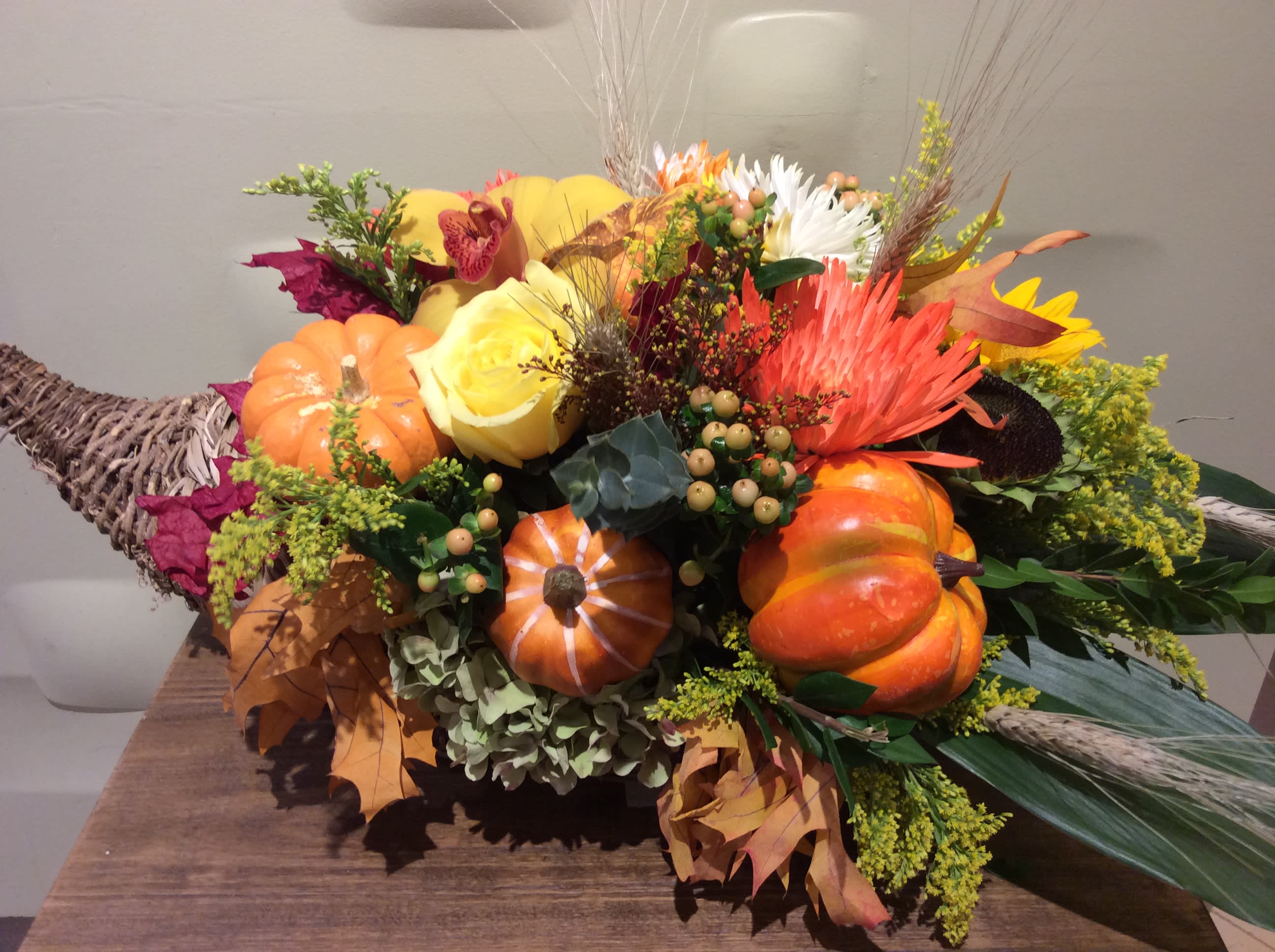 Cornucopia  - This breathtaking array of fall colors and textures is enough to take anyone's breath away.As a thanksgiving or fall celebration   (seasonal)