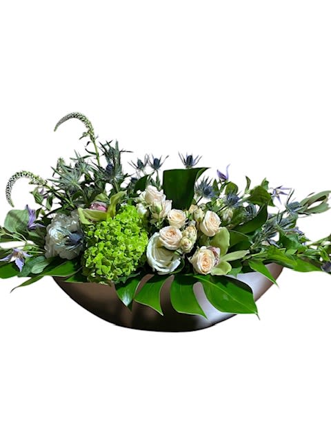 Lace by BloomNation™ - Send this all-white arrangement to the family's home to let them know you are thinking of them in their time of loss. Featuring white hydrangea, and white orchids this pure white arrangement is a classic sympathy arrangement.  Approximate Dimensions: 11&quot;D x 11&quot;H