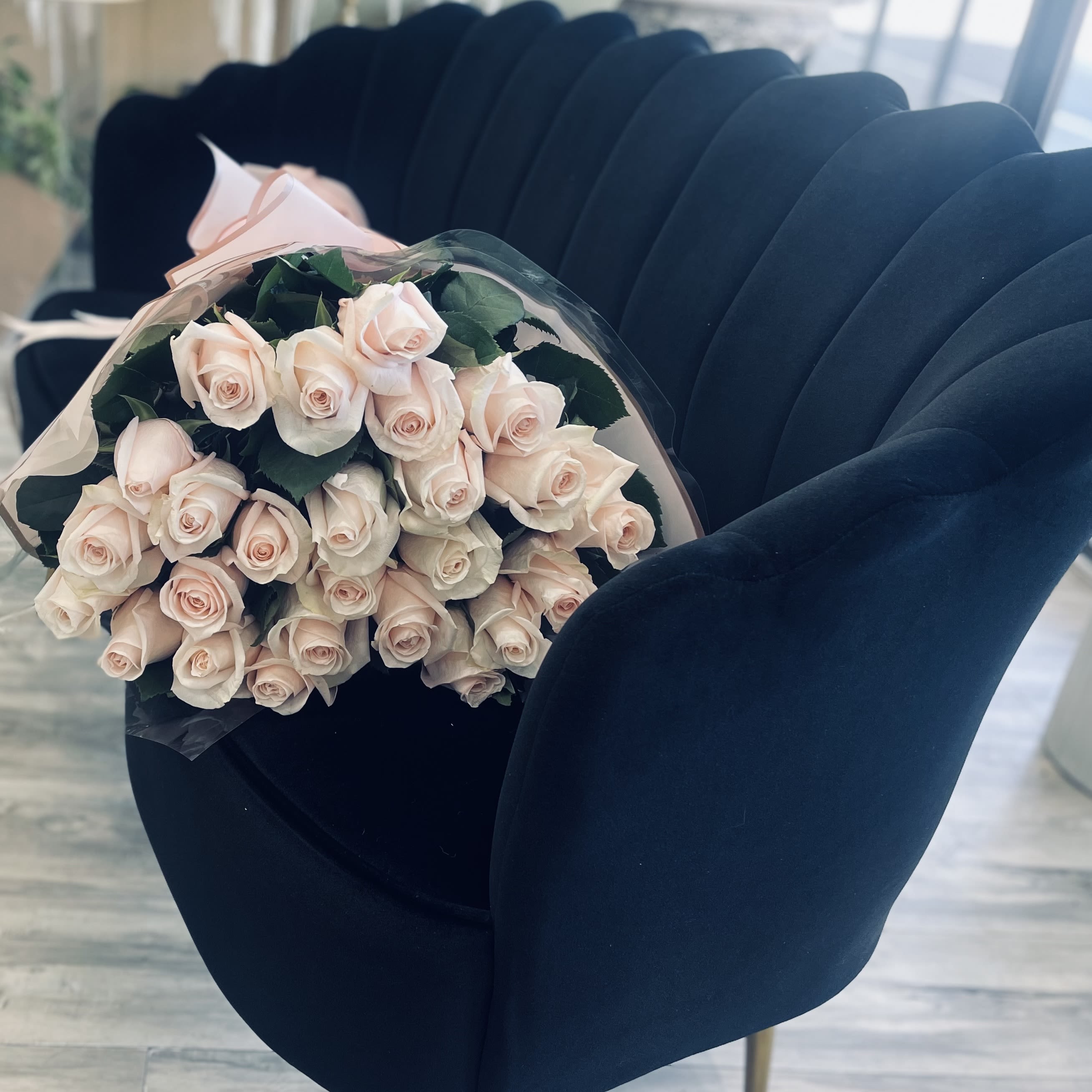 25 Blush Pink Rose Boquet 25 Blush Pink Rose Boquet - A Blush Pink Rose Bouquet, elegantly wrapped in wrapping paper and tied with satin ribbon timeless, graceful, and perfect for any occasion. 60cm-70cm Some florals are seasonal, if particular flower will not be available due to season, we will substitute for similar flower, composition, color pallet and value of the arrangements as closely as possible. All effort to create a floral arrangement as close to the photo shown, the actual arrangement may vary slightly in its appearance from the photo shown. If you have any questions about your order, we welcome you to call us or email.
