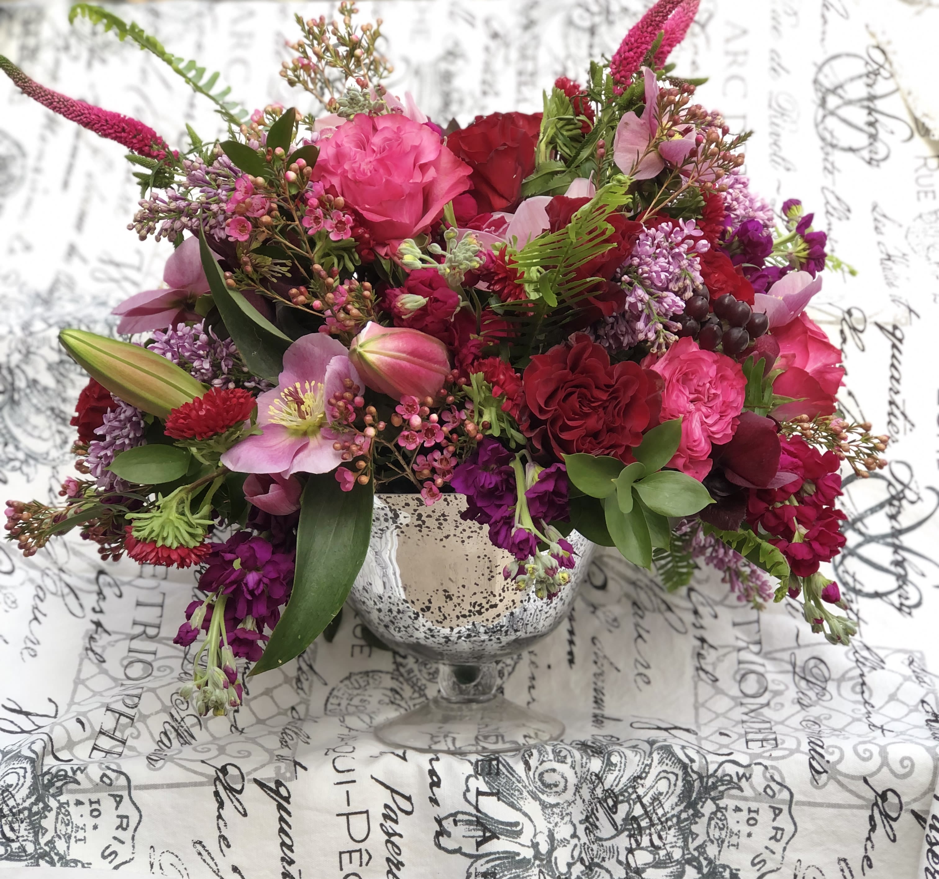 Jewel Garden  - Rich and elegant, this all-red arrangement is a wonderful remembrance for your loved one.