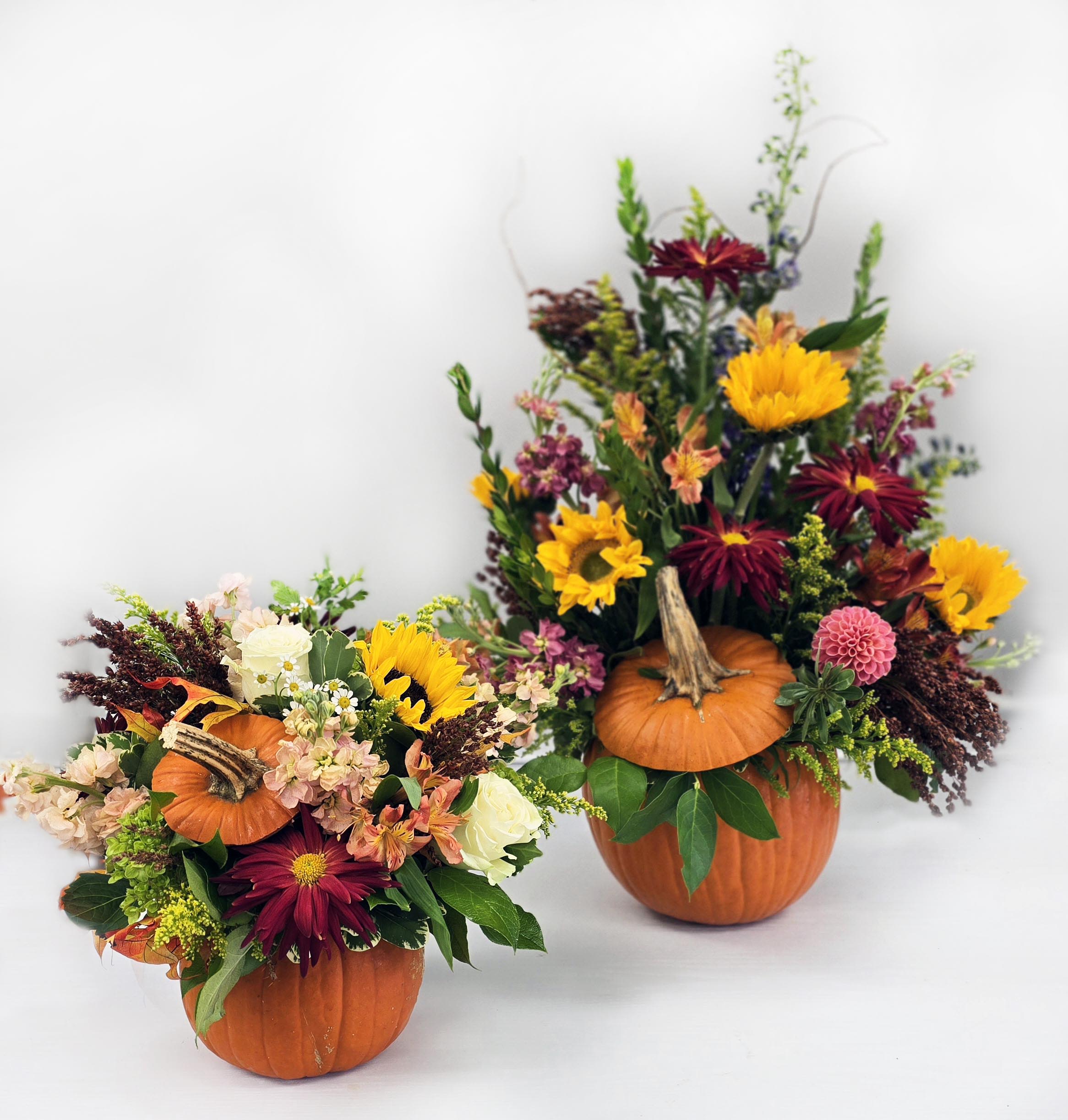 The Great Pumpkin Arrangement - A Pumpkin Fall Arrangement with a real pumpkin for the container! 