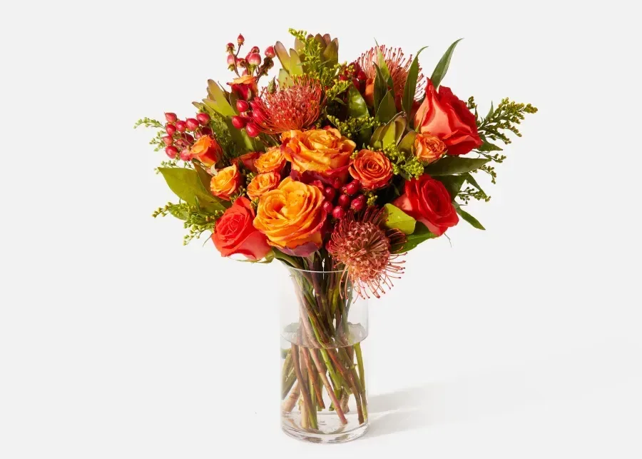 The Autumn Bliss - Excuse us while we toss on a chunky knit sweater, pour ourselves a cup of tea, and arrange this bouquet. You know how something can give you what the kids call, “all the feels”? Yeah, The Autumn Bliss is it. ** VASE WILL VARY**