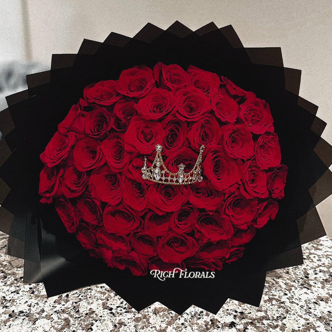 Crown Bouquet - roses with half crown inserted. Please leave suggested rose color in the notes at checkout/