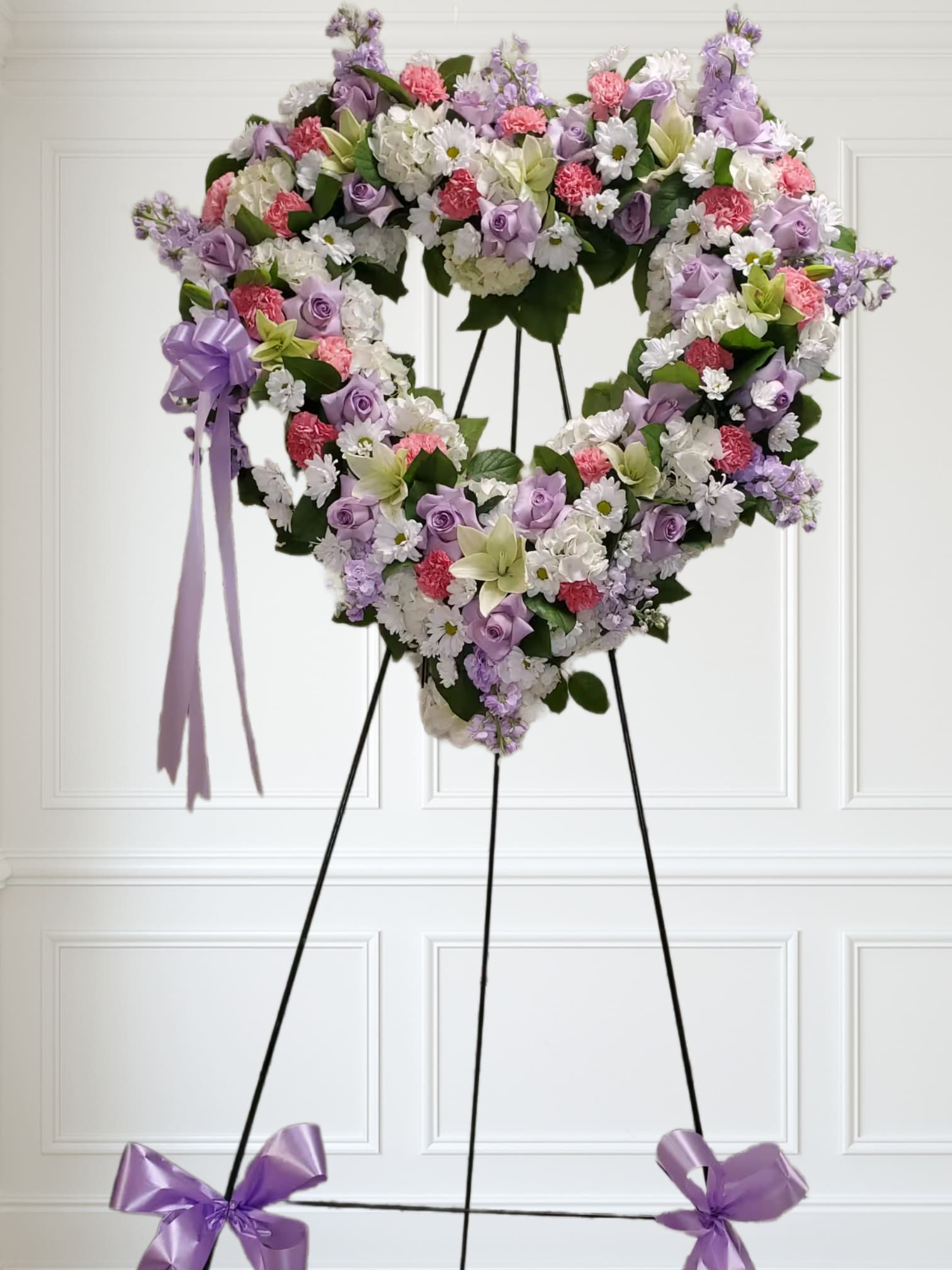 Lavender, pink and white Open heart - Lavender, pink  and white Open heart