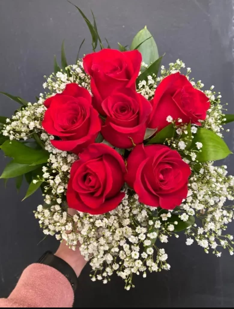 All red rose mini dance bouquet - This all red rose mini dance bouquet perfect for any day.,
