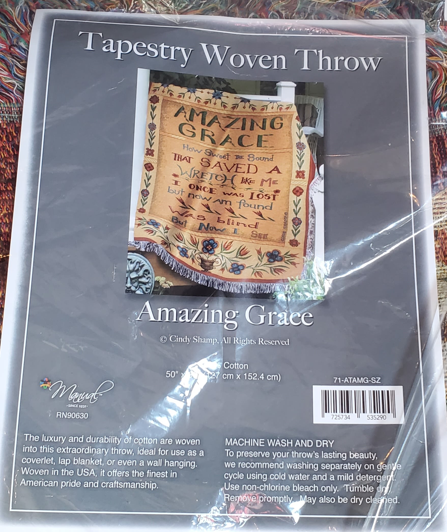 Sympathy Blanket - A special gift for the family of a loved one. We have a variety of Blankets that can be mounted on an easel with flowers or you can give as a gift with flowers or a wind chime.  The Lord's Prayer, Amazing Grace, The Old Rugged Cross,  When a Cardinal Appears, just to name a few.  We also have a Soldier's blanket.