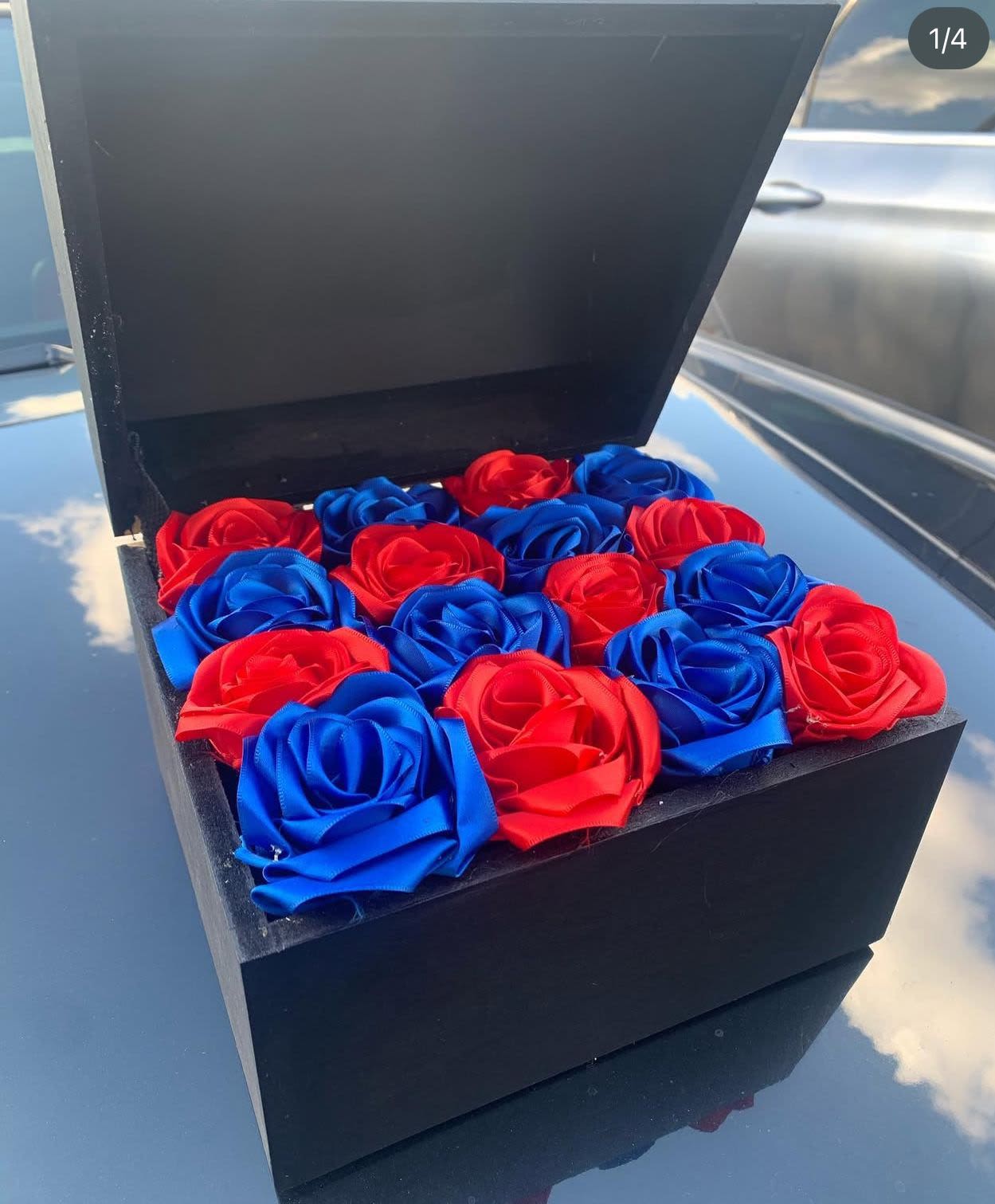 caja roja - unidad de 12 rosas 
