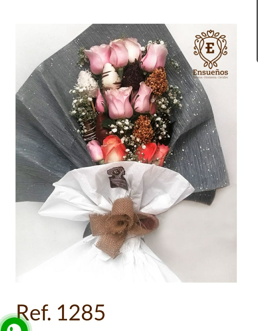 fresas mix - unidad de 7 rosas rosas y 7 fresas de chocolate