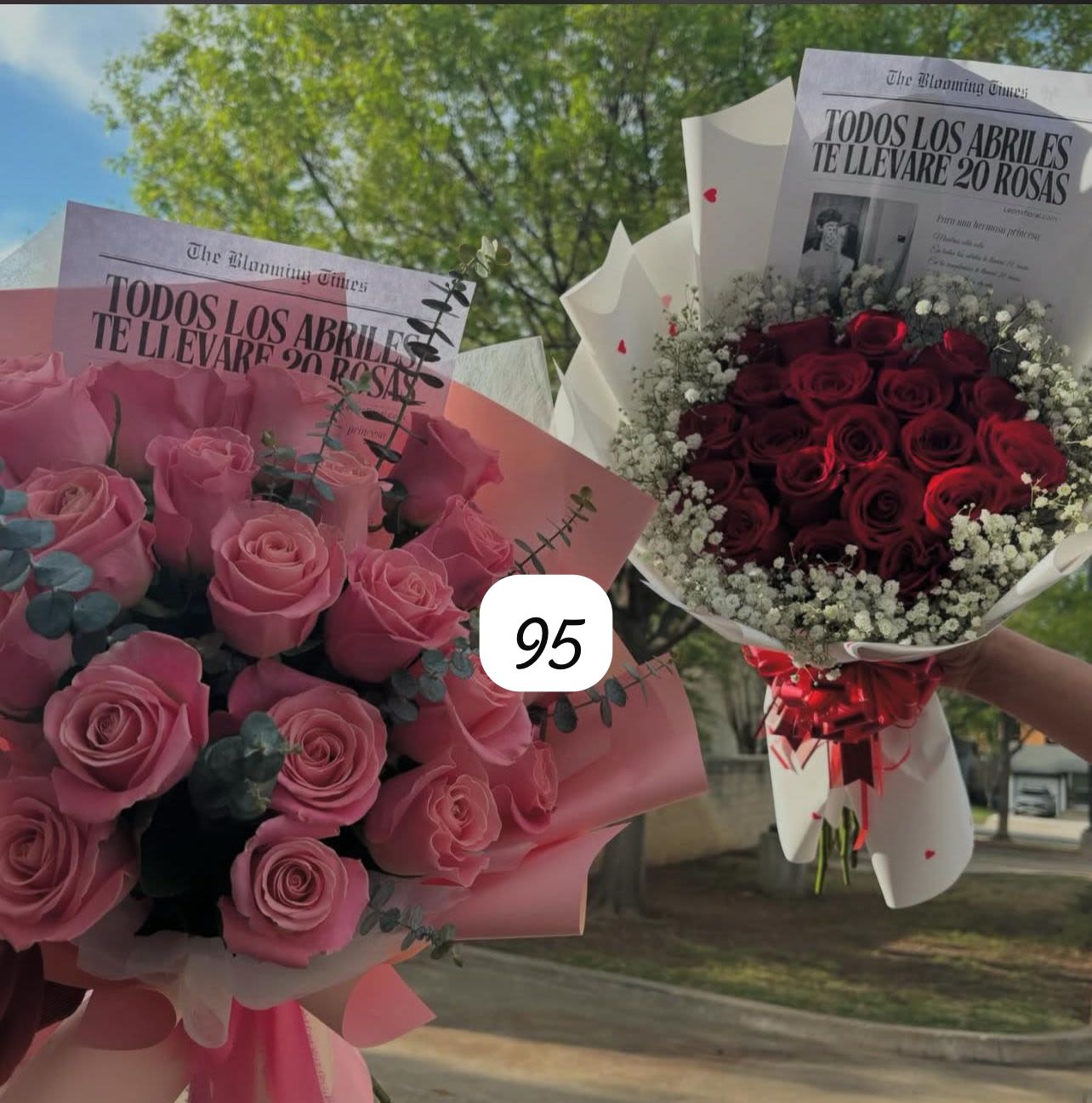 mini 2000's - unidad de 35 rosas, los dos ramos van por separado