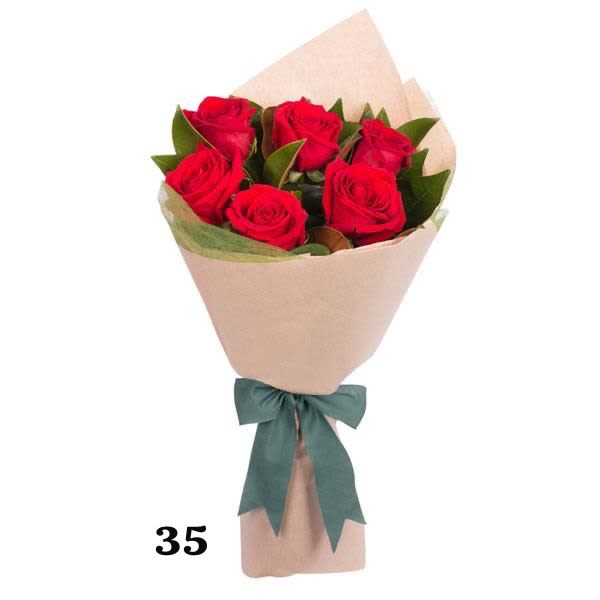 ramo mini - unidad de 6 rosas rojas