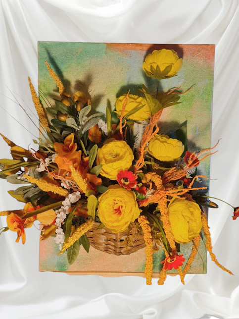 Cuadro Otoñal Cuadro Otoñal - Textured painting with yellow peonies, creating a harmony for the Spring and Fall seasons.