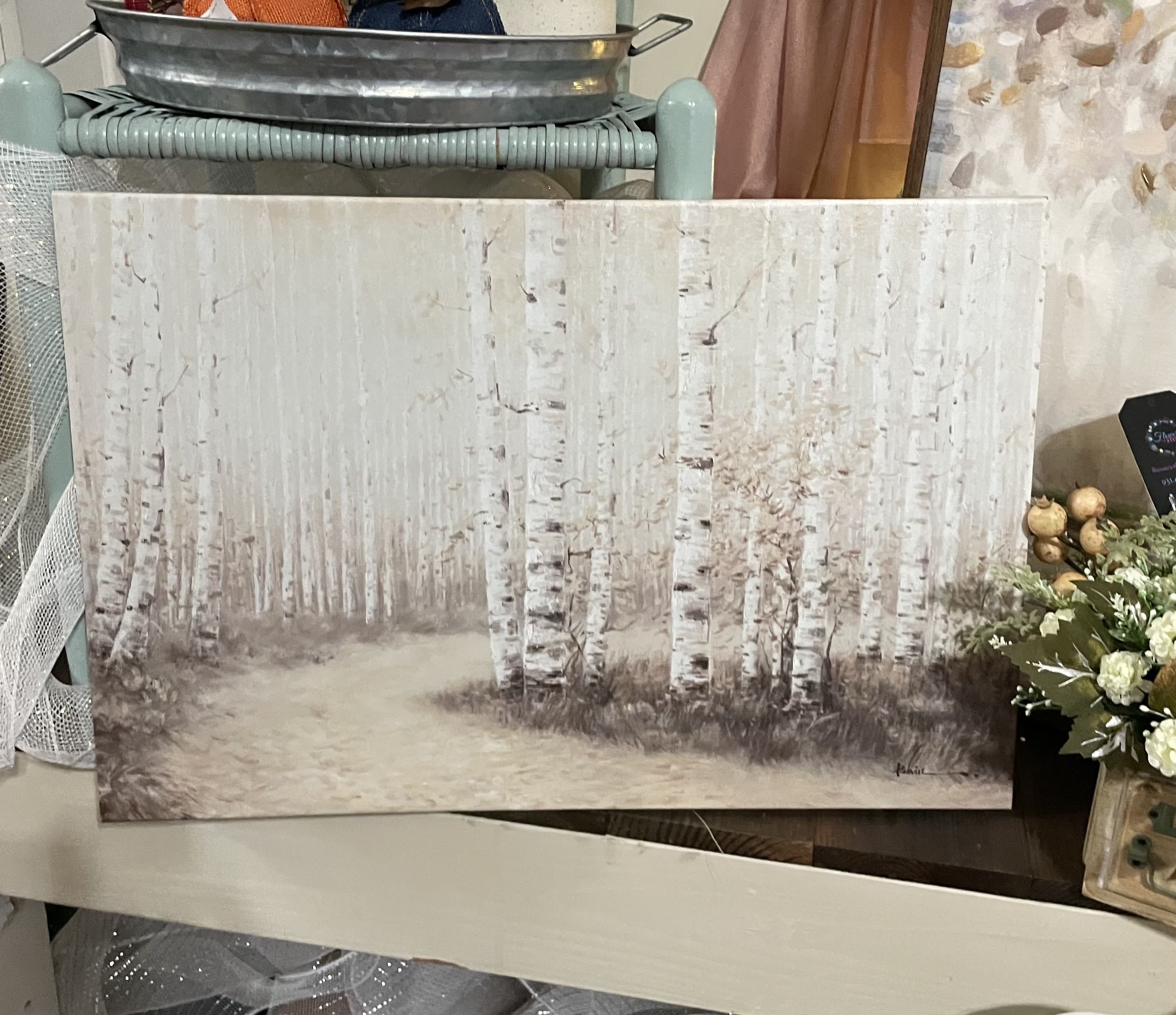 Birch Tree Canvas   - Tree Of Life Wall Art - Birch Tree Canvas Print, Nature Landscape Painting, Modern Abstract Artwork Forest Picture For Living Room Wall Decor,  12x18 inch