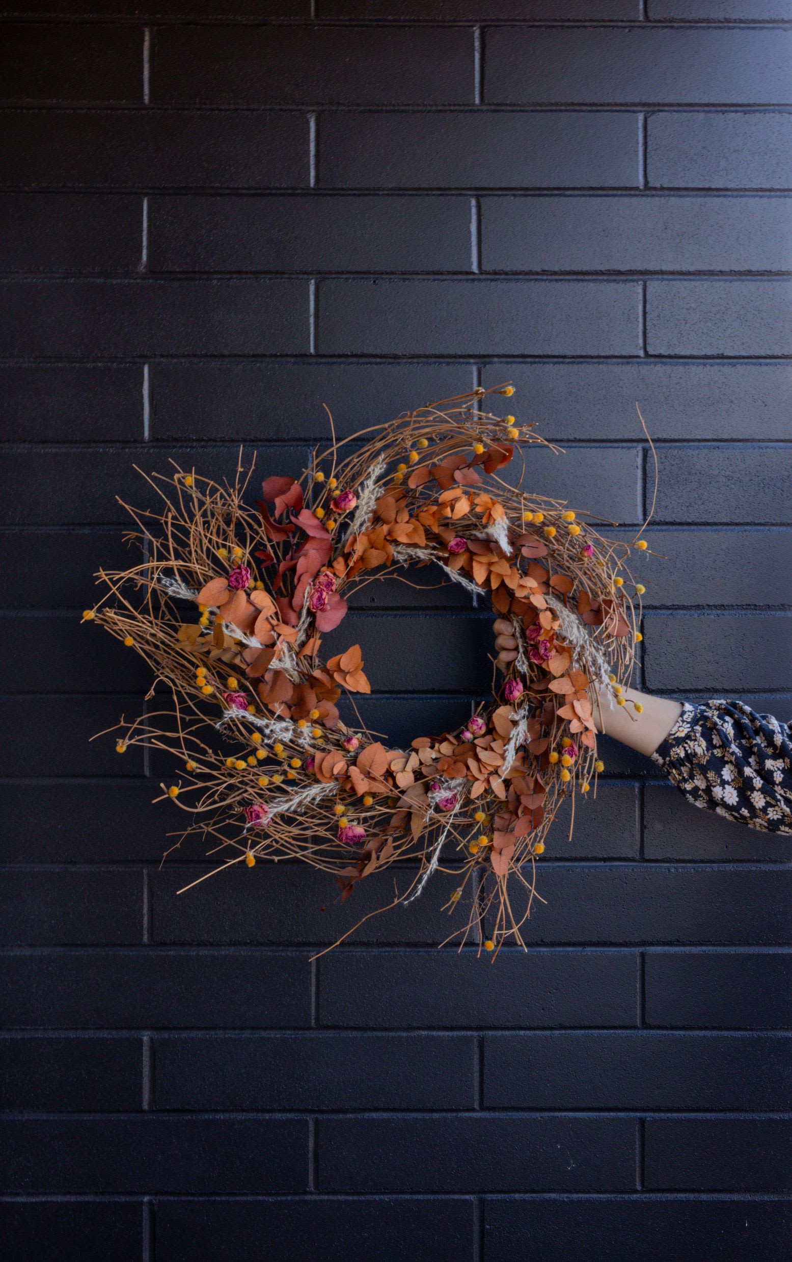 Grapevine Dried Wreath Grapevine Dried Wreath - Dried festive wreath for your front door or a neutral piece for your home year round. Please provide your color preferences in the notes box.