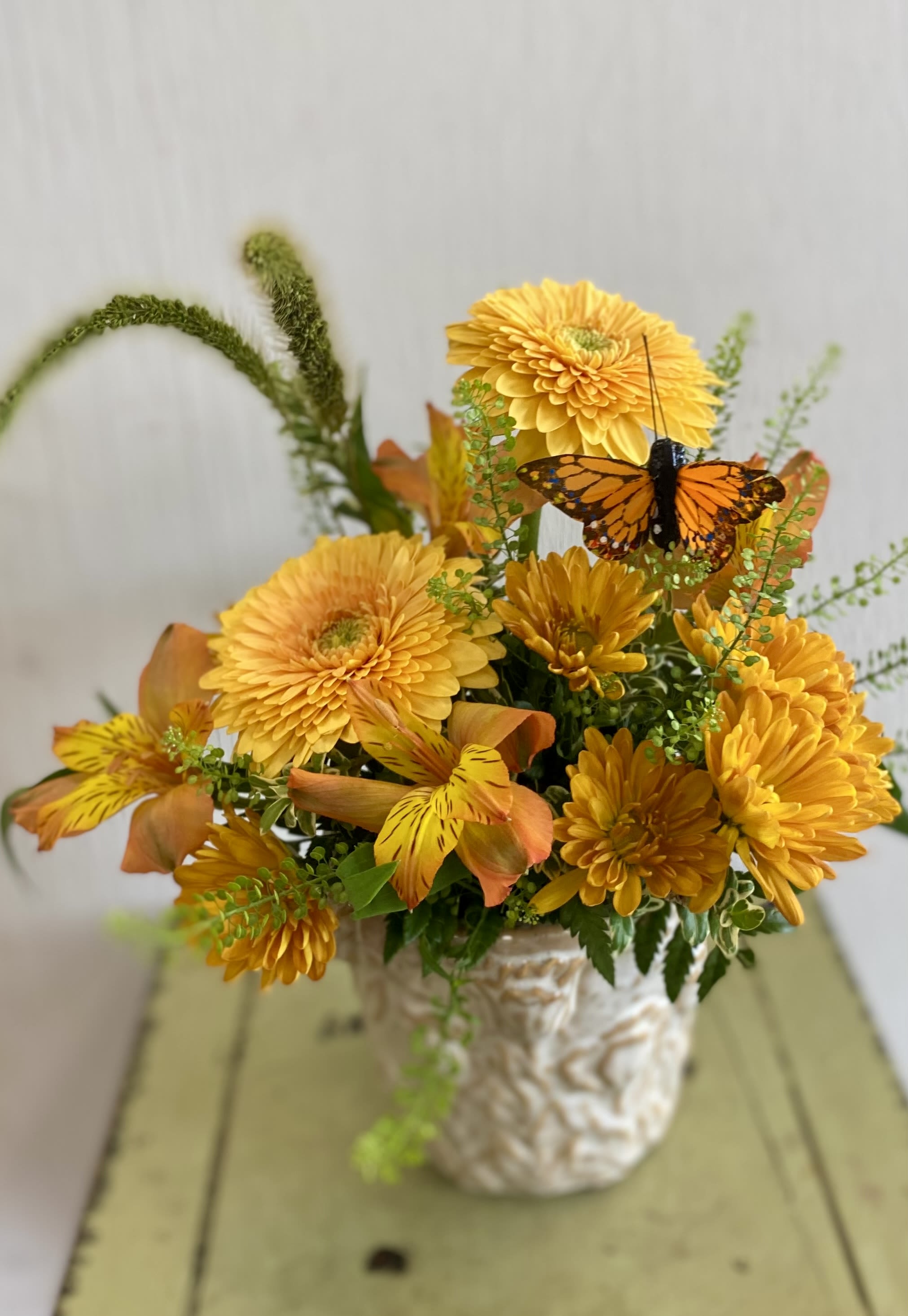Monarch Garden - An autumnal mix in a pretty ceramic container.
