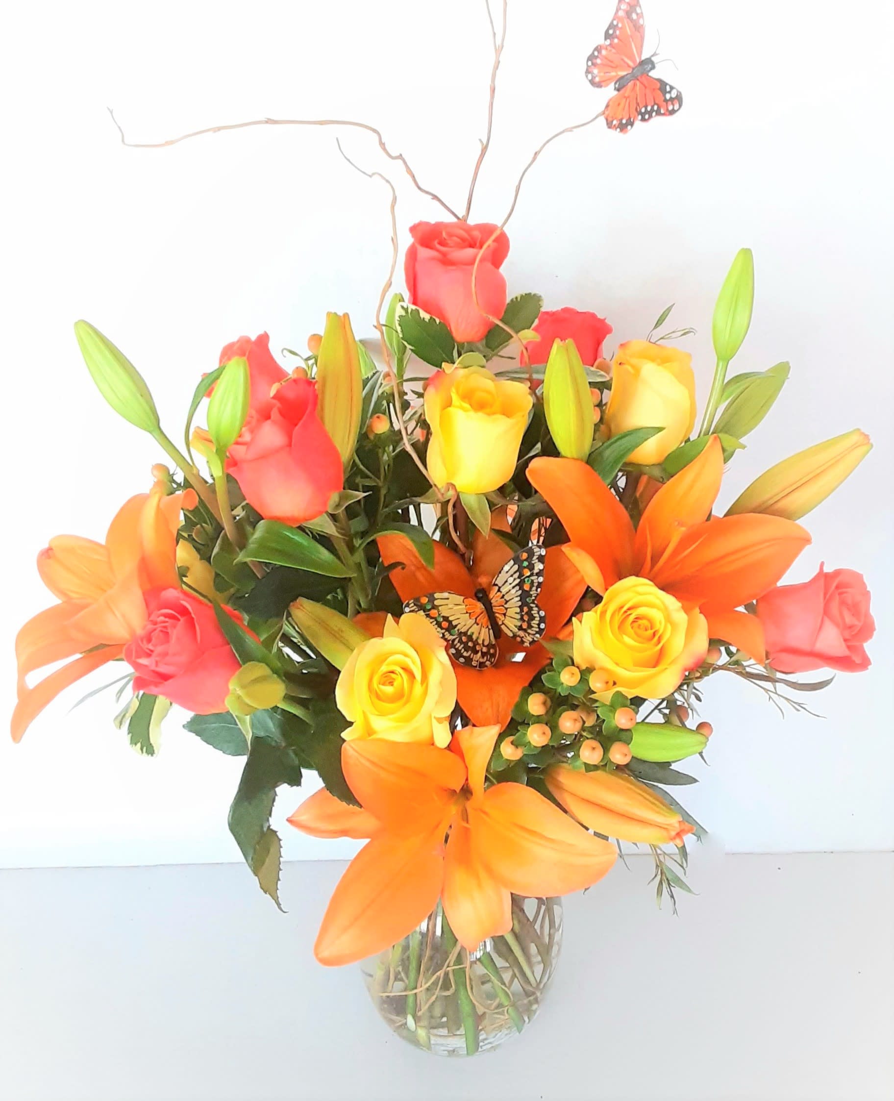 Autumn Flair - Roses, lilies and butterflies, Oh My!