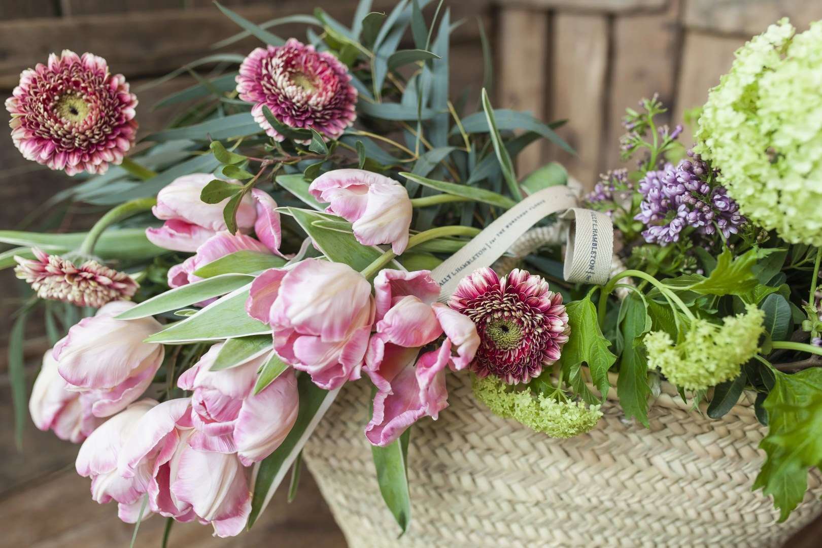 Countryside. Countryside. - Basket with flowers.