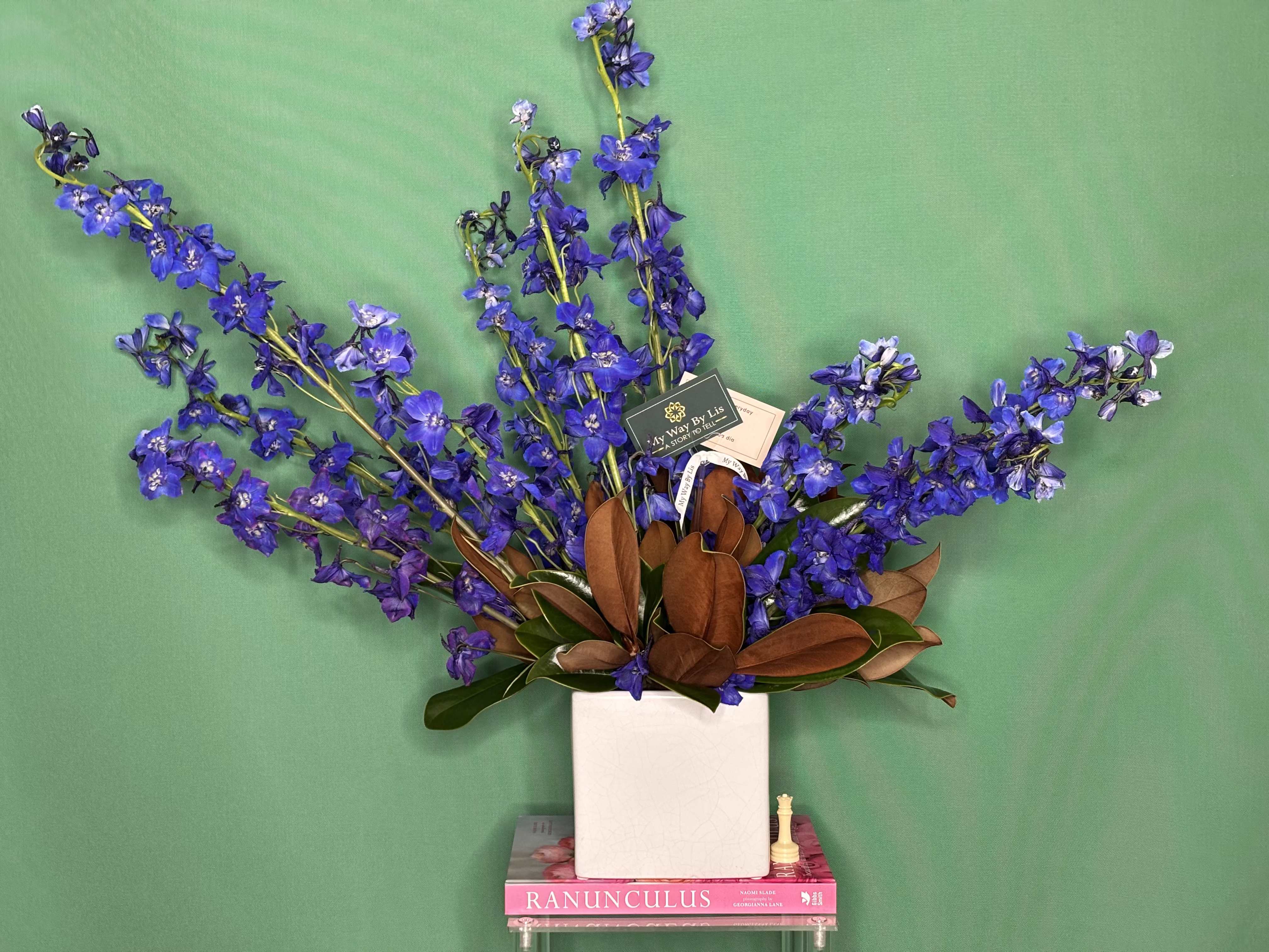 My dear. My dear. - Delphinium a vibrant and lovely blue arrangement.
