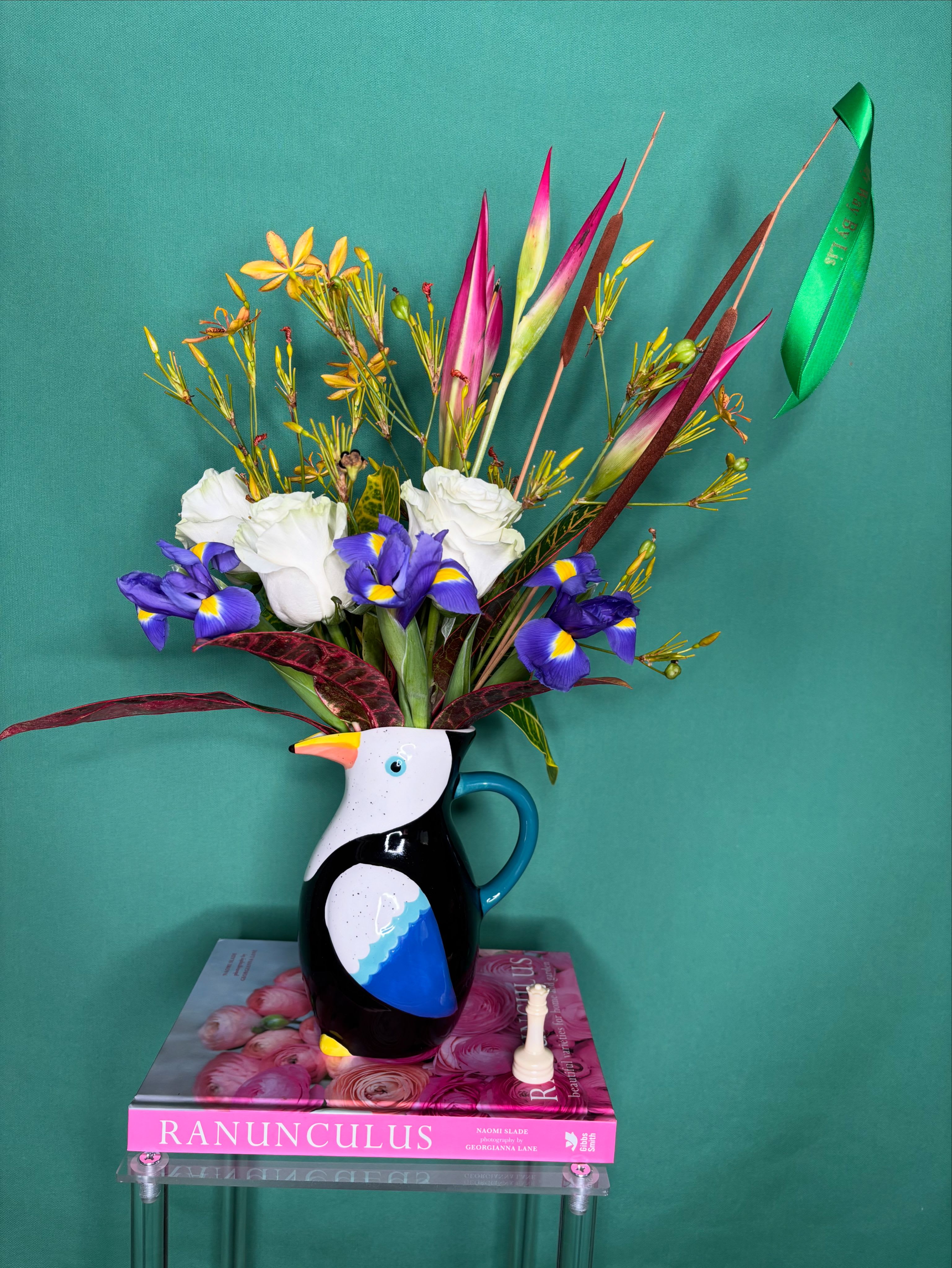 Tropical Tucan spring. Tropical Tucan spring. - Tropical toucan in spring combining white roses Iris heliconia a different autumn!