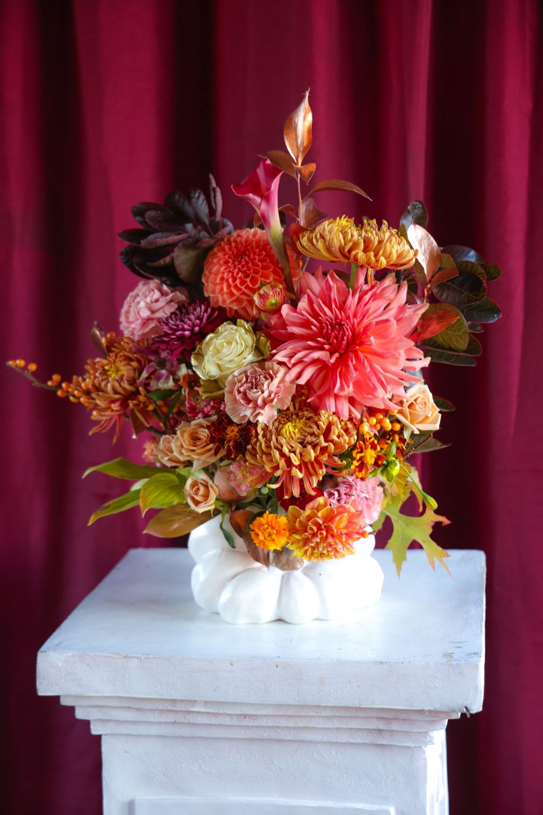The Blithsome Thanksgiving Limited Edition Arrangement -  Custom, one of a kind floral arrangements by floral artist Stacy Leafsong.  Photos provide examples, and each arrangement &amp; vase is unique.  Arrangements will be delivered before 7pm, for specific delivery time please include in special instructions. On holidays, our busiest times, deliveries will be made by 7:30pm.