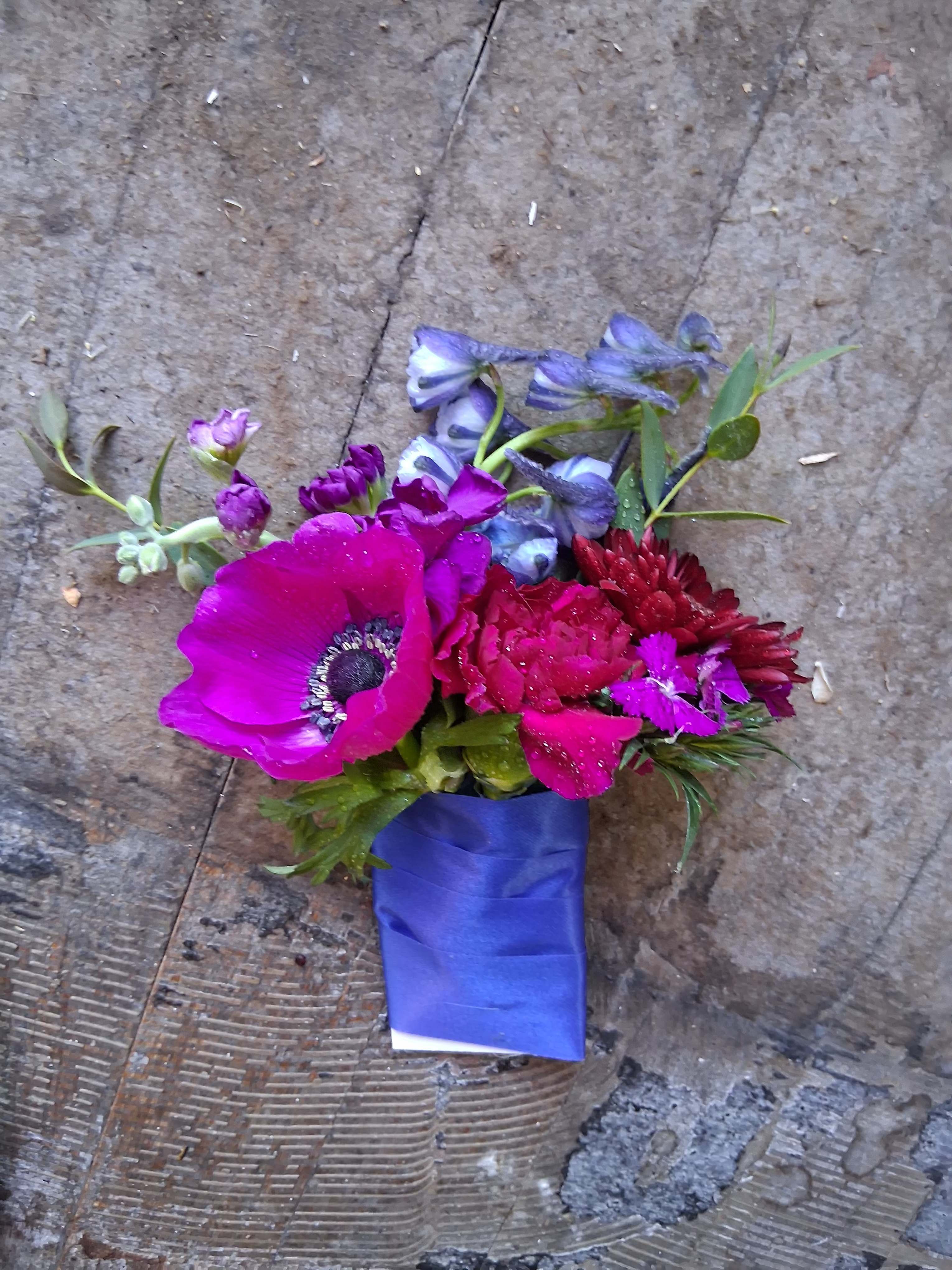 Carly wedding pocket boutonniere  - Bright and beautiful Jules colors of hot pink, burgundy and navy blue pocket boutonniere 