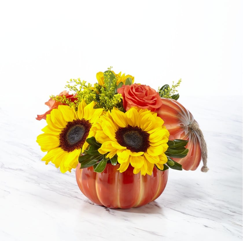 Bountiful Bouquet or similar - Great autumn keepsake container with sunflowers and roses! Some pumpkin containers do not have a lid.