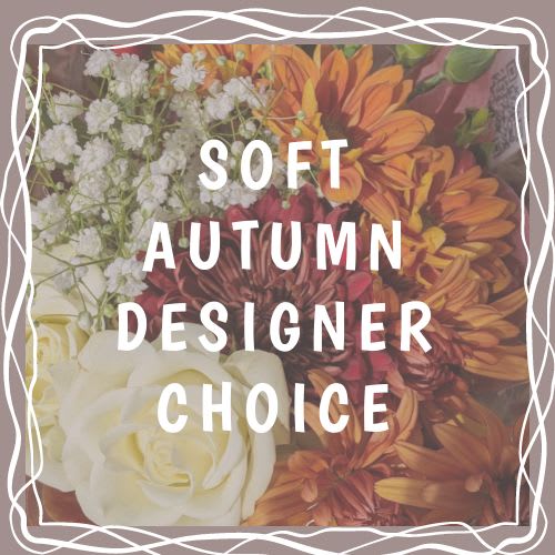 Soft Autumn Designer Choice - Celebrate the beauty of the season with our Soft Autumn Designer’s Choice arrangement — a graceful blend of muted fall tones and natural textures. Handcrafted by our floral designers, this one-of-a-kind bouquet features a curated selection of premium blooms in soft rusts, warm taupe, golden creams, dusty oranges, and subtle sage greens.  Perfect for adding a touch of elegance to any space, this arrangement captures the cozy, calming essence of autumn with a refined and organic feel. Each creation is unique, designed with the freshest seasonal flowers and artful flair. Whether it’s for a thoughtful gift, a fall gathering, or seasonal home décor, this arrangement brings the understated beauty of autumn indoors.  The designs we create are custom and the blooms and containers will vary. We use the freshest product available to create the perfect floral combination for the recipient. If you have any special requests, please add those in the &quot;special instructions&quot; portion of your order to help us dial in your vision. Otherwise, our skilled designers, Sara &amp; Brett, will take it from here!  Standard Size is an excellent desk top size Approx. Dimensions: 12”H x 9”W  Deluxe Size is a great centerpiece size (thinking table size) Approx. Dimensions: 16”H x 12”W  Premium Size is a wonderful size for an island, showroom or office Approx. Dimensions: 20”+H x 16”+W