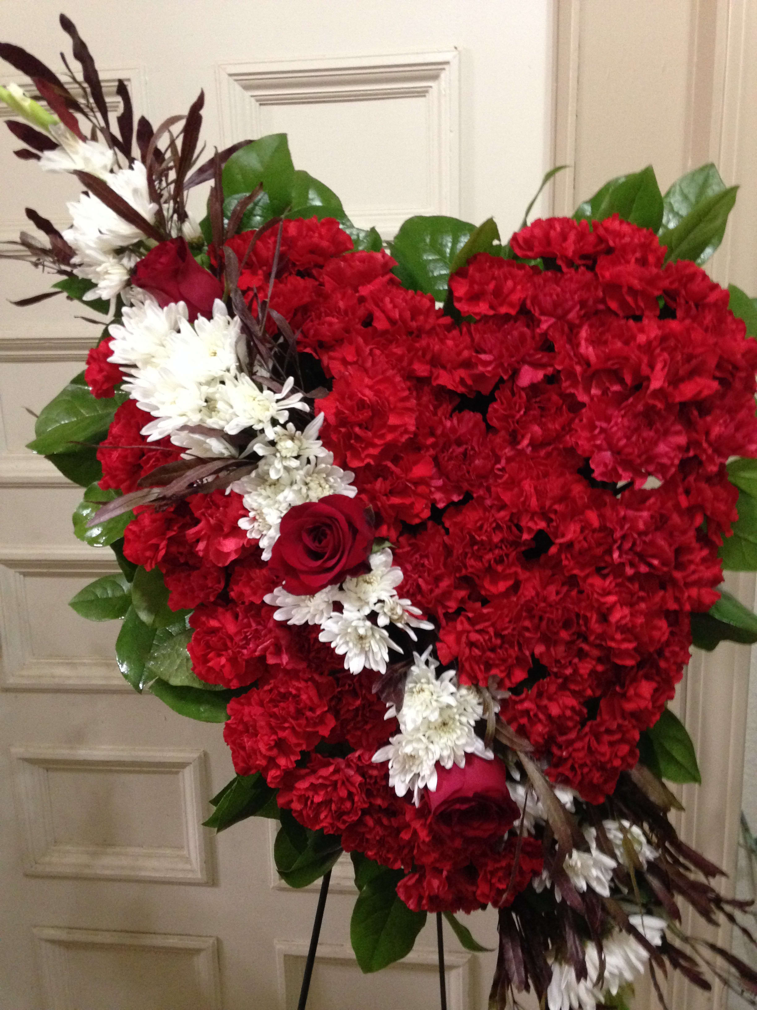 Bleeding Heart - White and red heart. please allow 7 days before date needed.