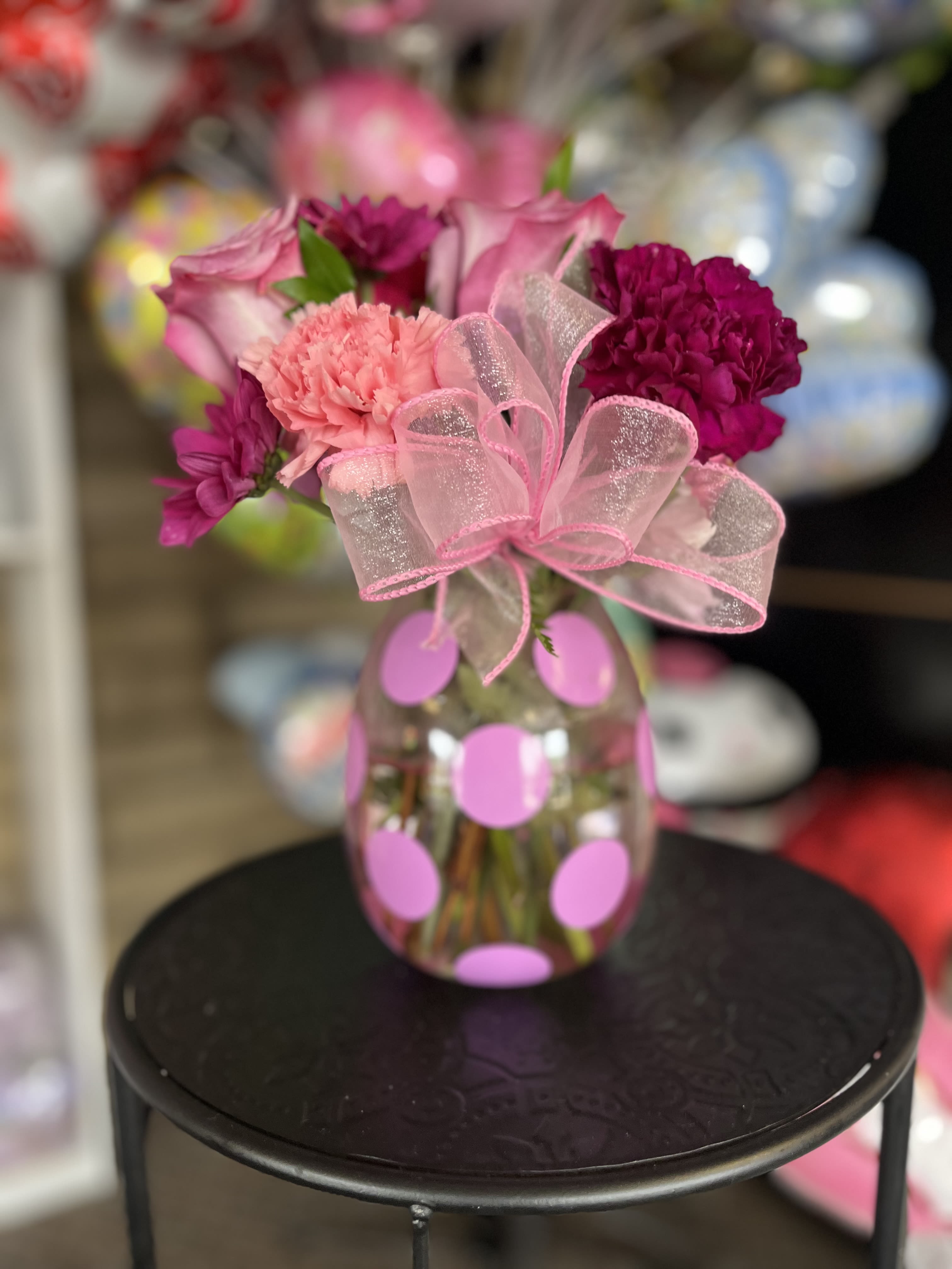 Polka Dot  - fresh flowers in polka dot vase 