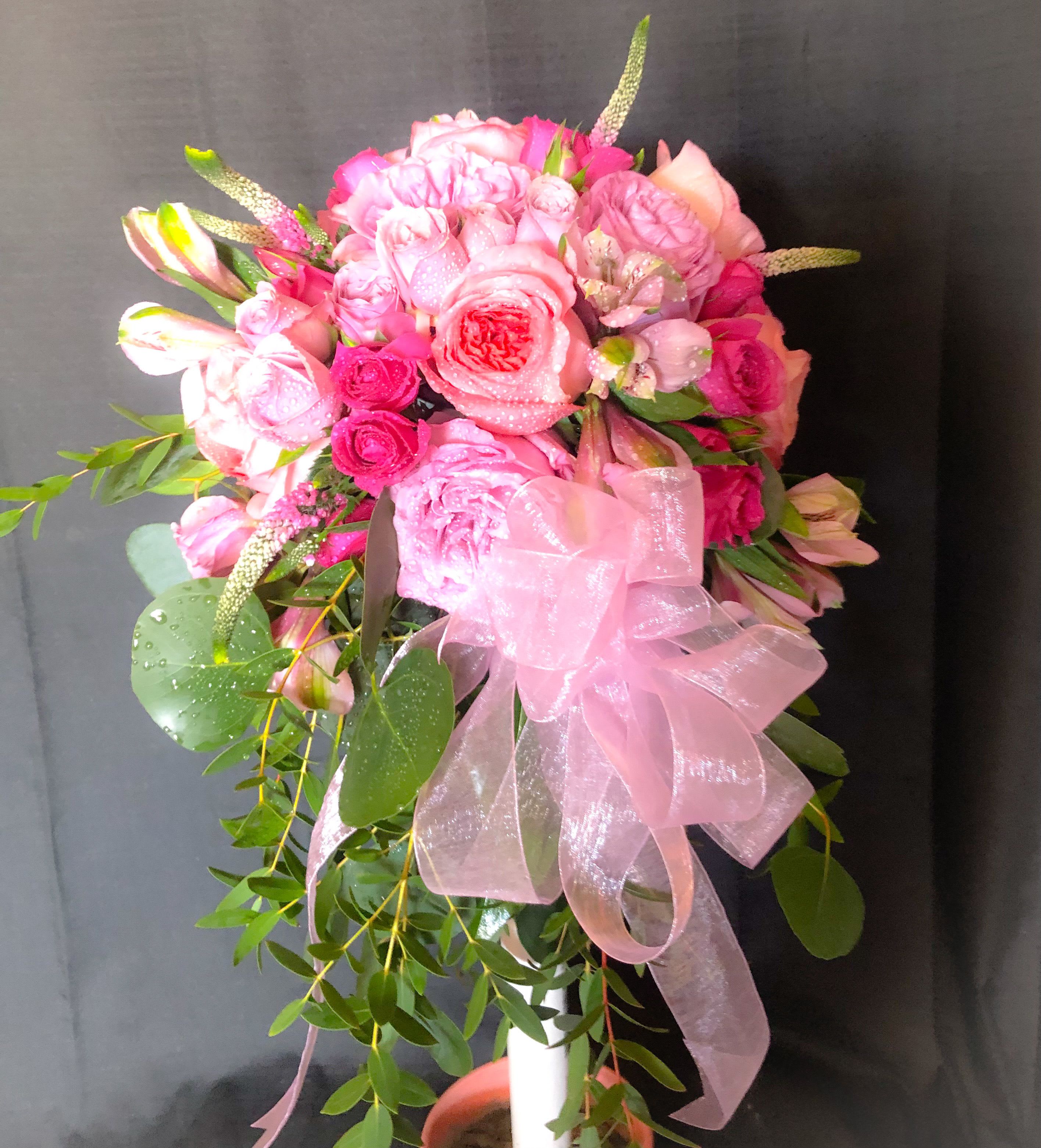 BRIDAL BEAUTY - ASSORTED PINK CASCADE BRIDAL BOUQUET
