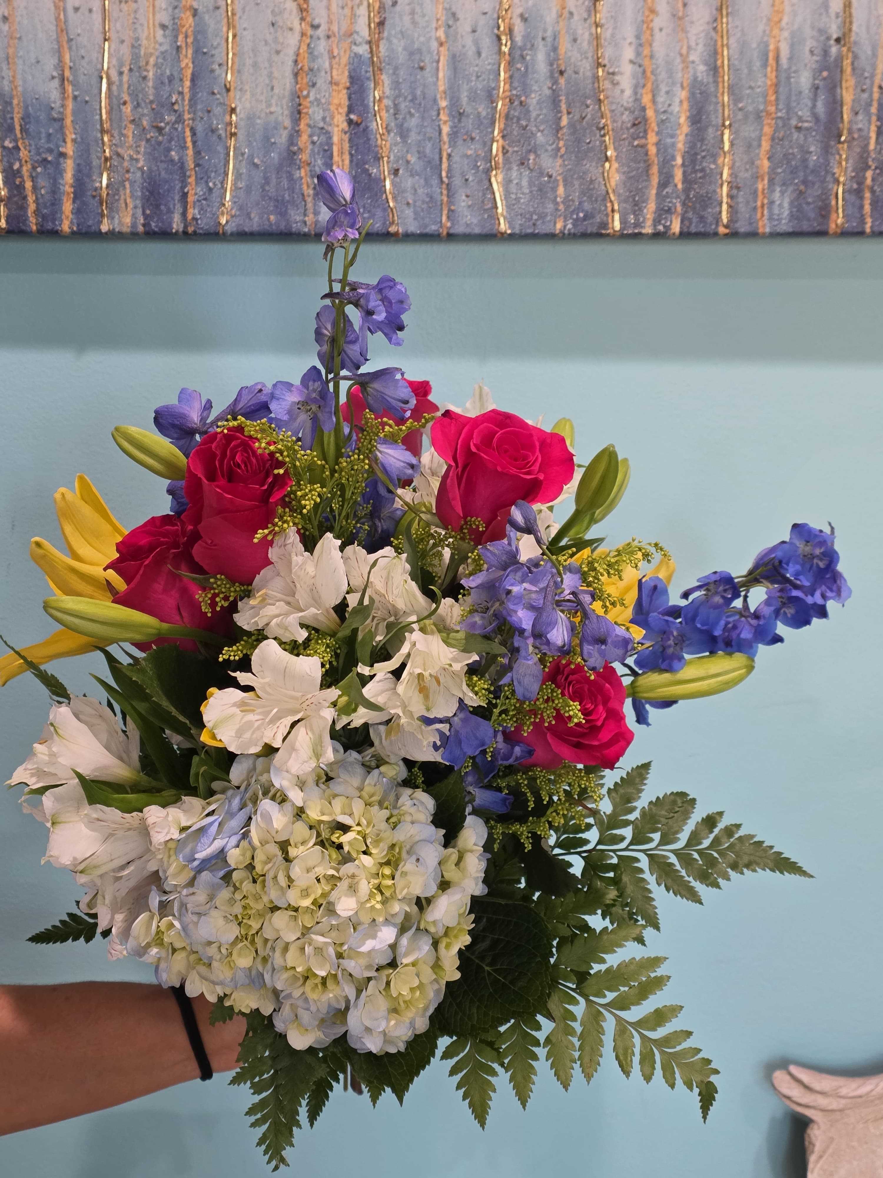 Dream in blue wrap - Beautiful wrapped arrangement