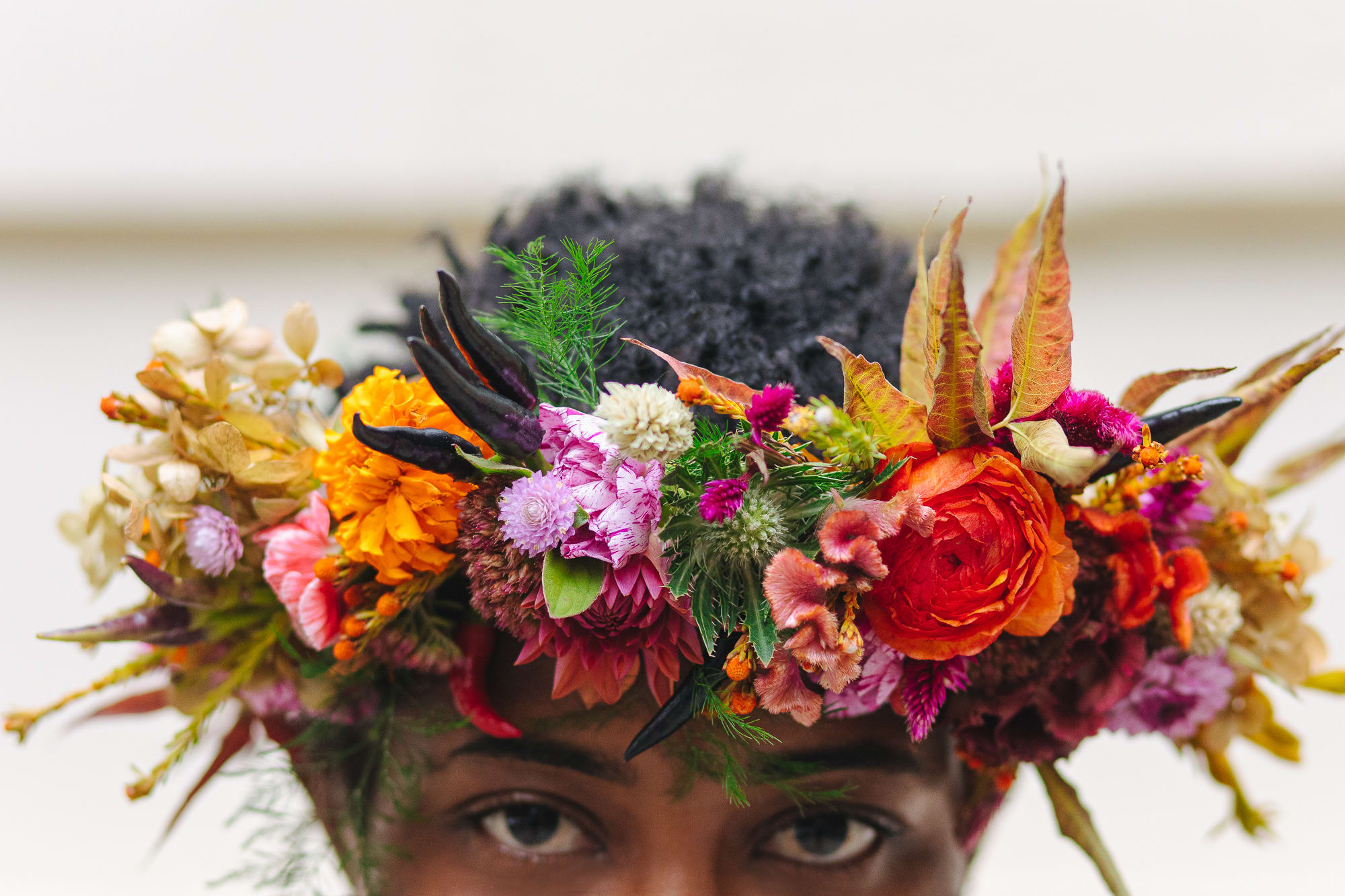 Adorn Headpiece - Spice Pallet  - Adorn them with this carefully crafted flower crown that will age beautifully over time once hanged.    **Please note that blooms will vary from what you see in the photo. However, it will have the same beauty, uniqueness, and vibe.**