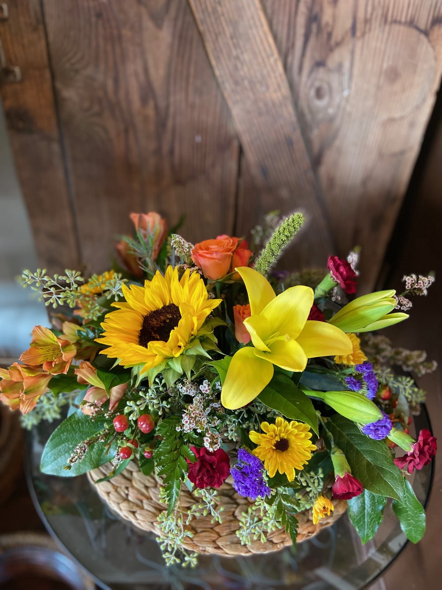 Festive Table Top Festive Table Top - Assortment of Fall Blooms Perfect for Any Table. **Flowers may vary
