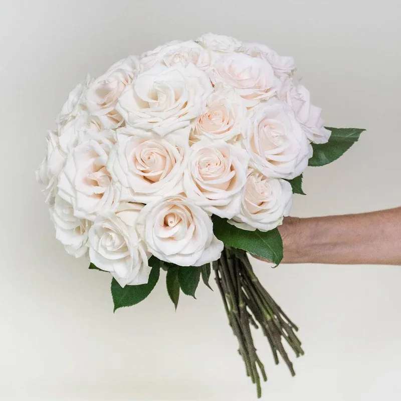 25 White Rose Bouquet  - 25 roses wrapped with korean paper