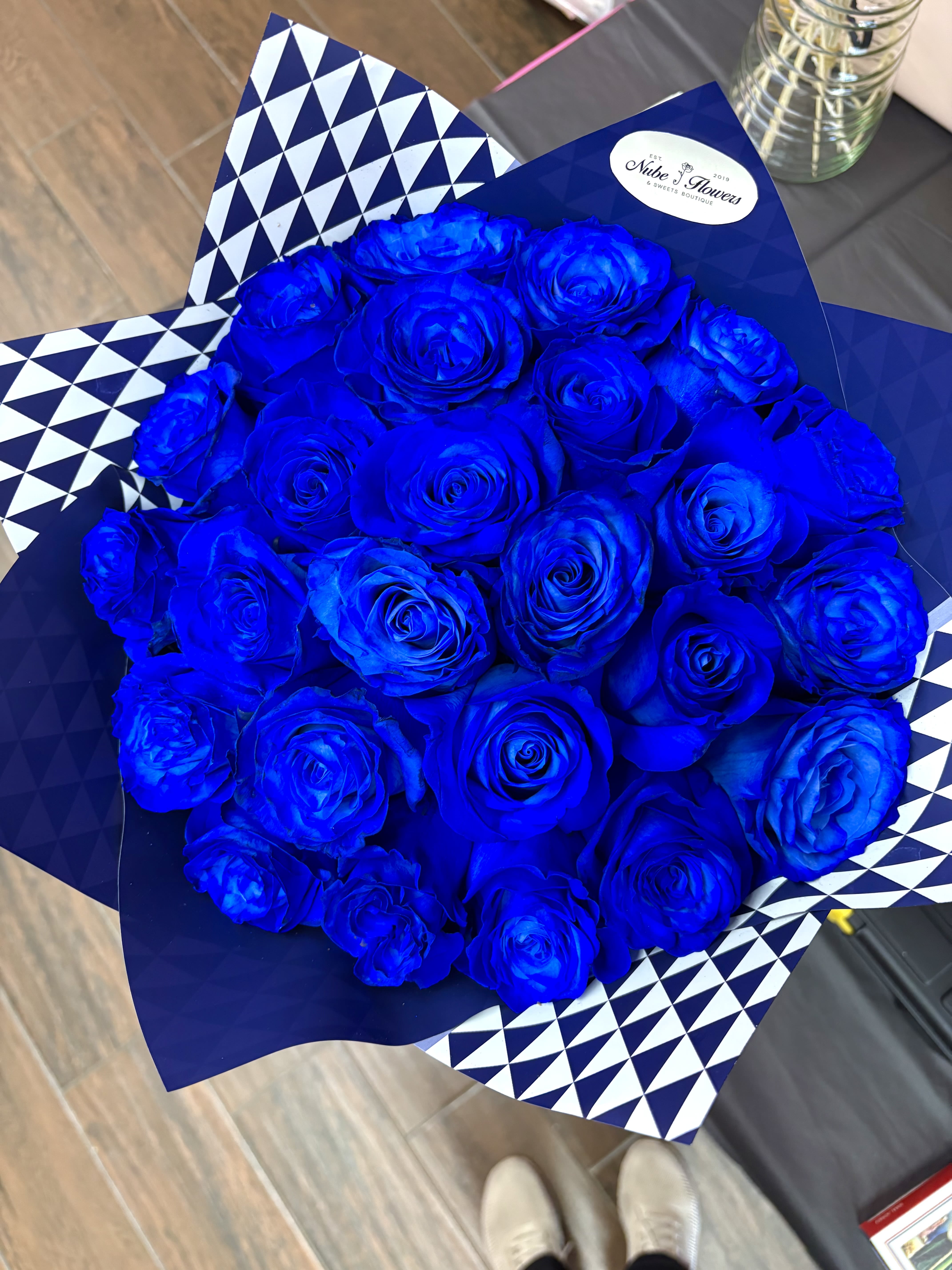 Blue Roses for him - 25 Blue Roses Bouquet 