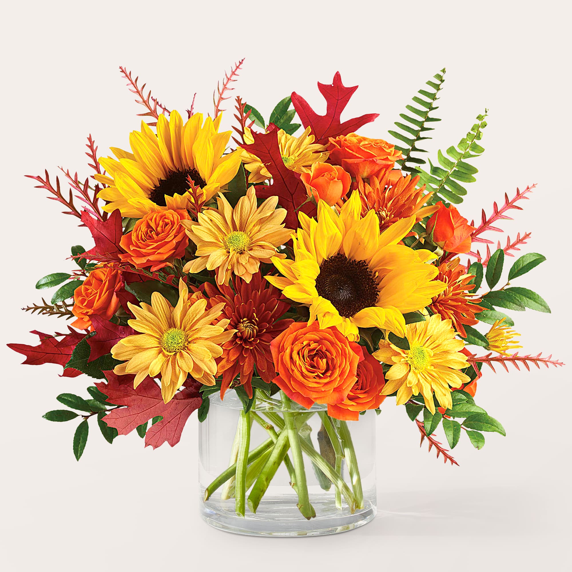 v5752 - CAMPFIRE BOUQUET OR SIMILAR - Sunflowers, roses, mums, and daisies in traditional fall colors!