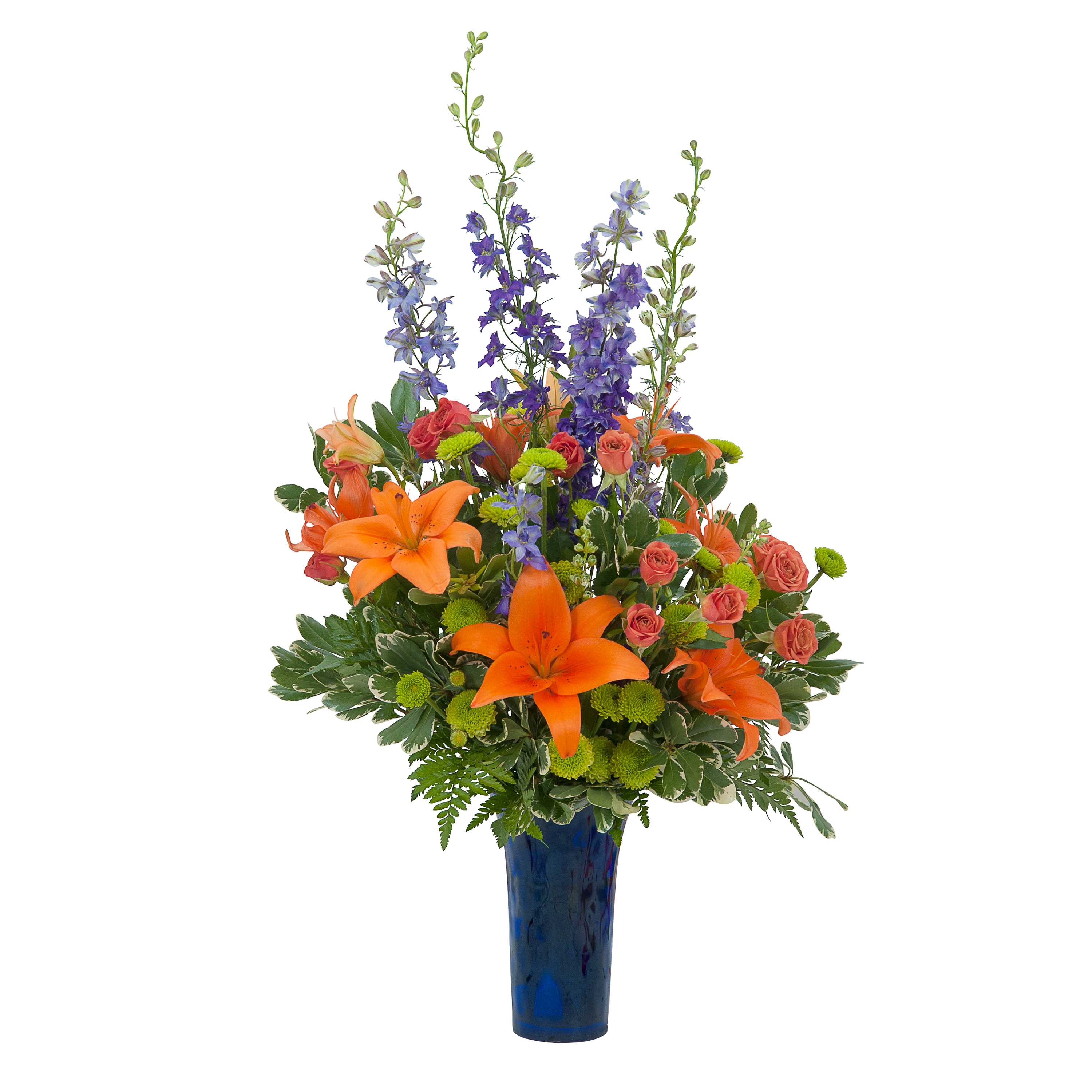 Chase away the Blues - This bright and cheerful vase of flowers will add cheer for any occasion.TMF-611