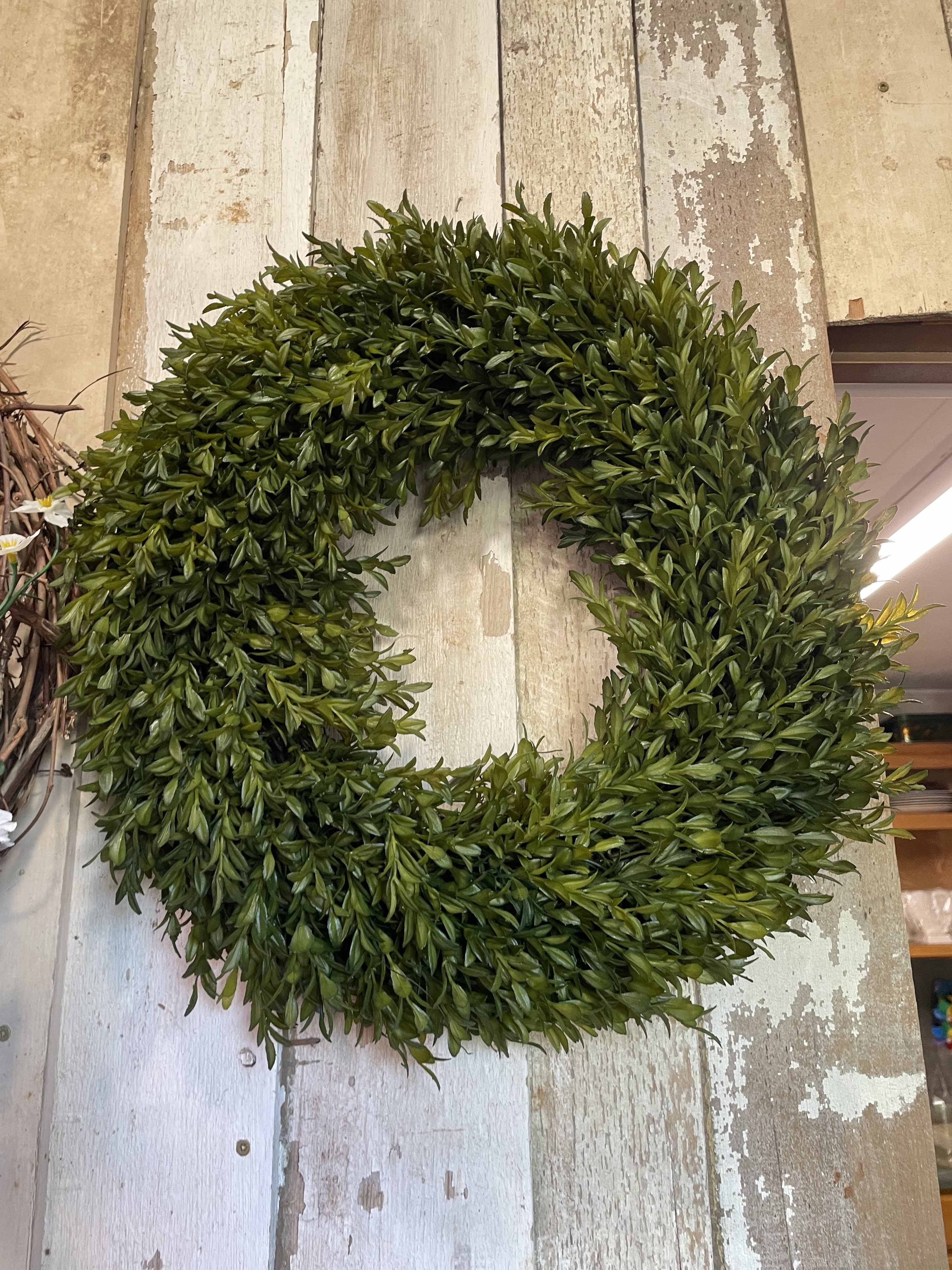 Boxwood Wreath Boxwood Wreath - Beautiful Compact Boxwood Wreath. For the minimalist and lover of nature. This natural wreath will look set the tone for a farmhouse style.