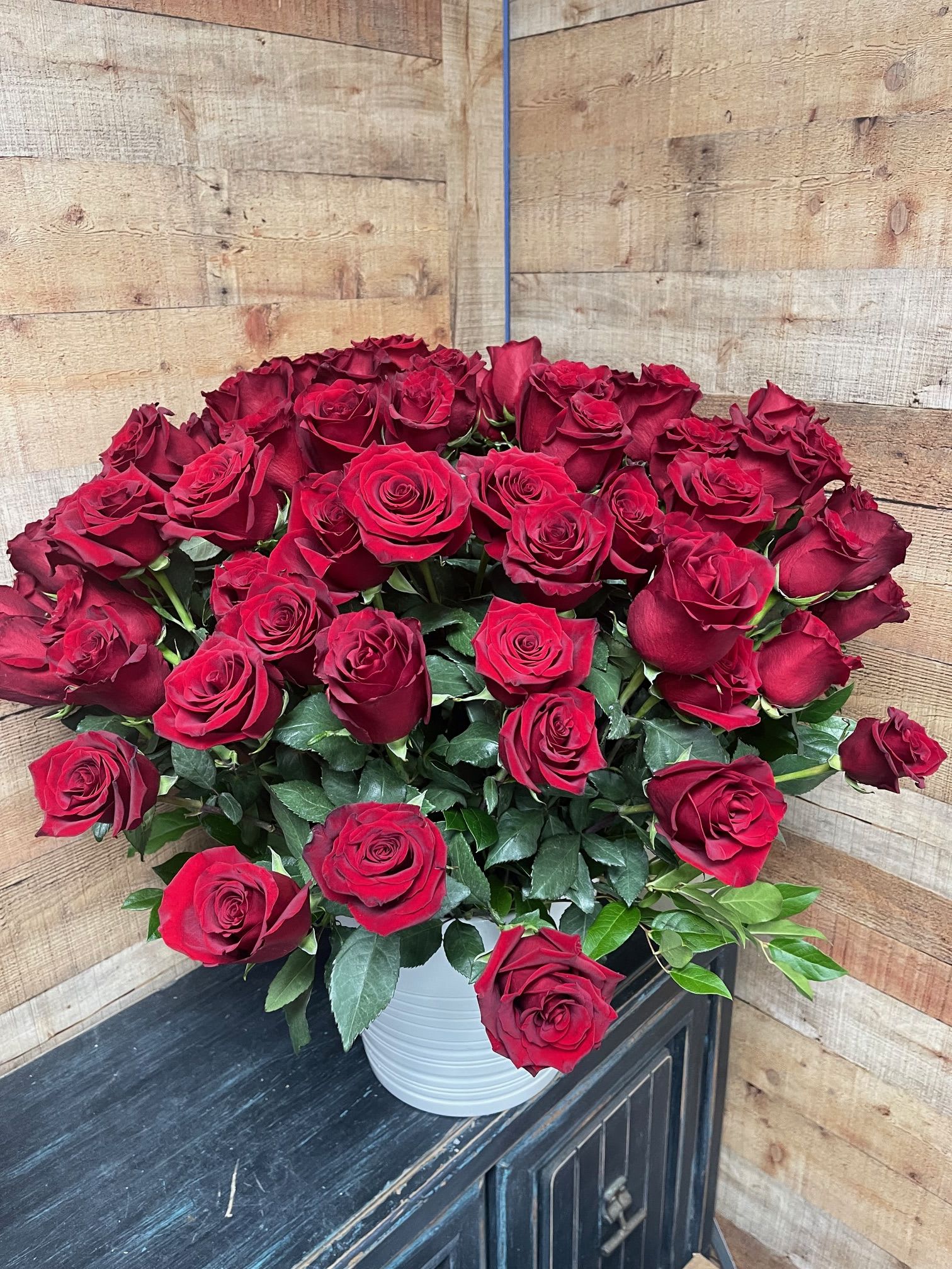Roses Galore - A grand display of 100 roses meant for those truly special occasions.   Please specify color under special instructions 