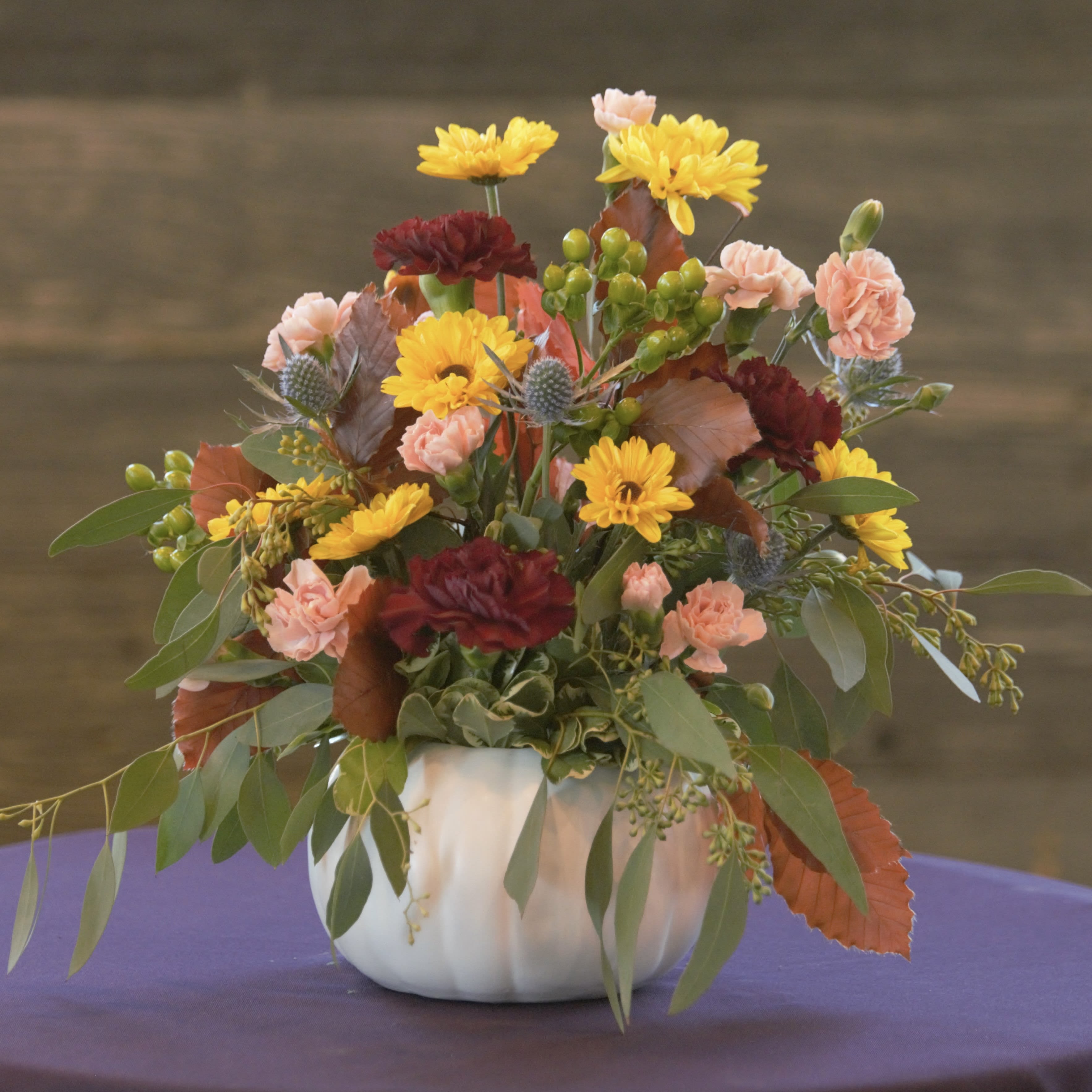 Praire Glow Praire Glow - Ceramic pumpkin with gorgeous fall flowers and greens.