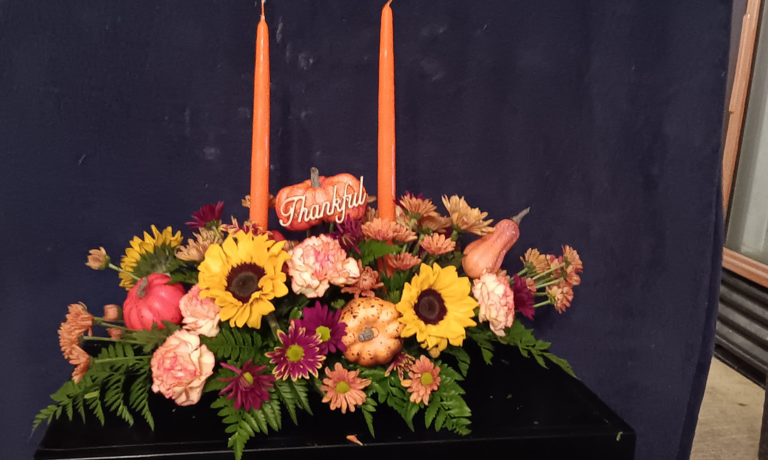 Thanksgiving Centerpiece  - This beautiful candled centerpiece is bebeautiful wiwith all the colorcolors of fall 