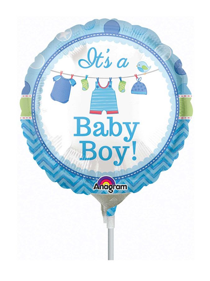 MINI Baby Boy Balloon on Stick MINI Baby Boy Balloon on Stick - Mini baby boy balloon on a stick.