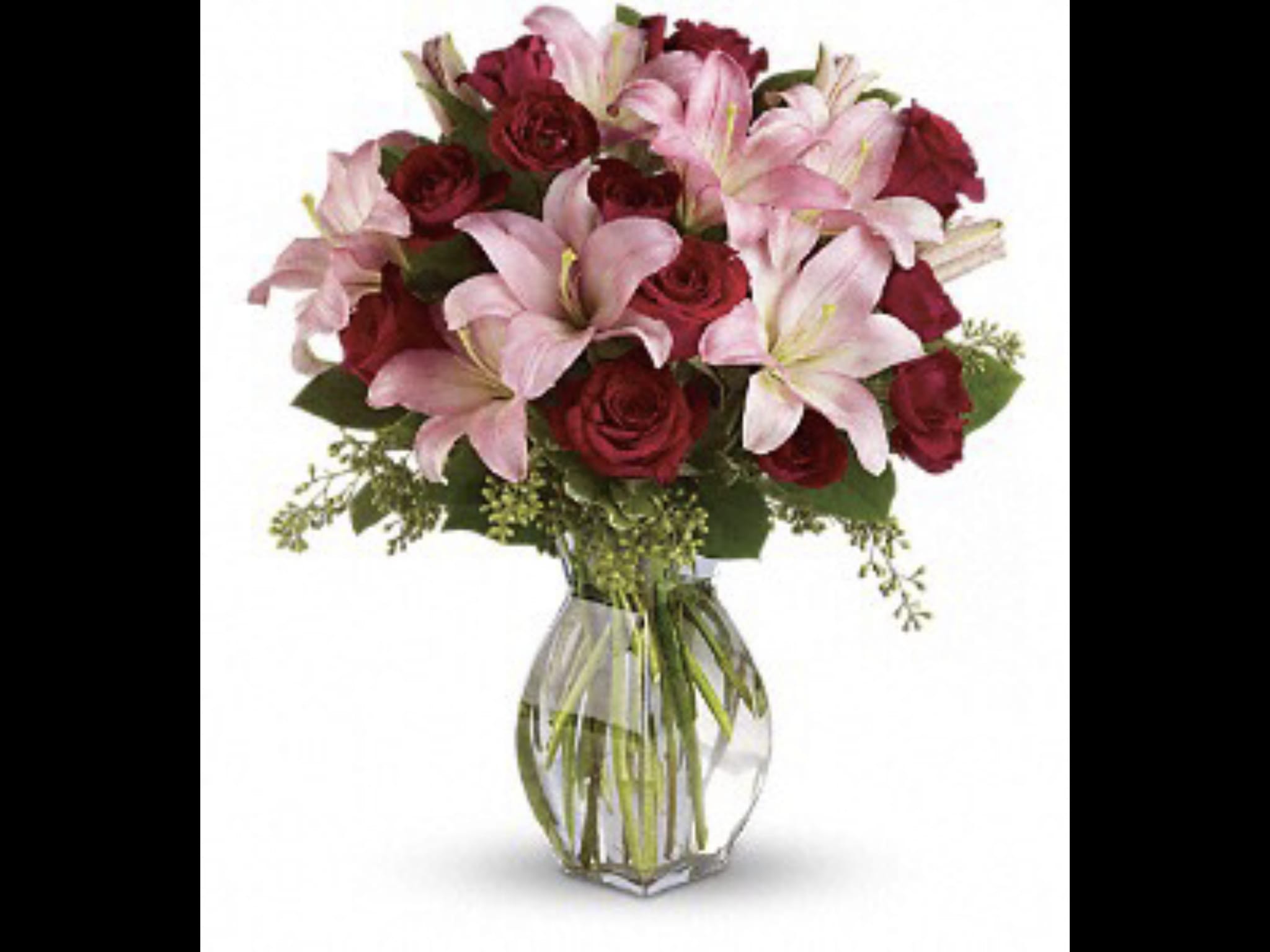 Pink Lilies &amp; Red Roses - As shown 