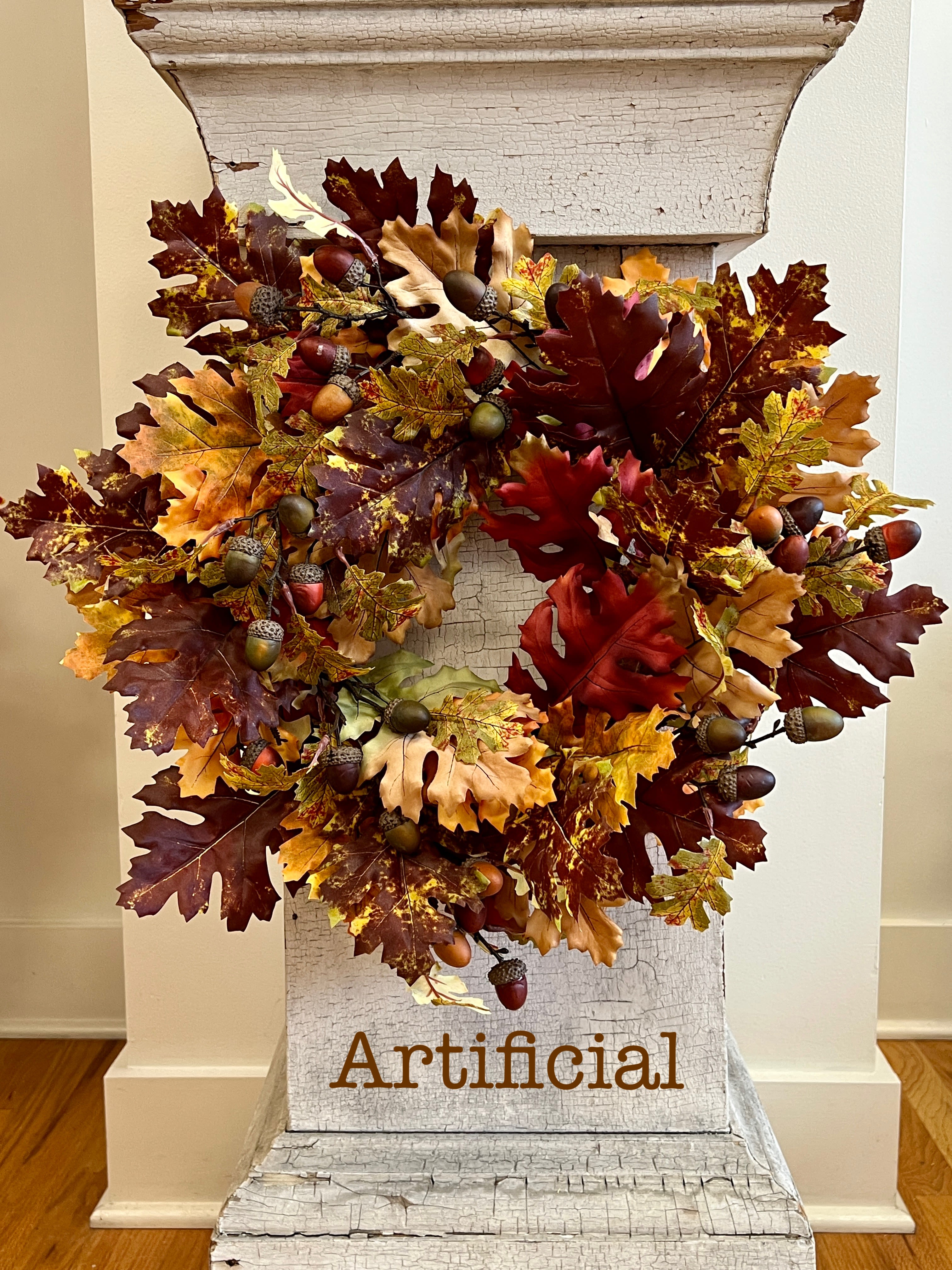 WR-09 WR-09 - Faux Fall Assorted Oak Leaves & Acorn Wreath - Approximately 20" Diameter