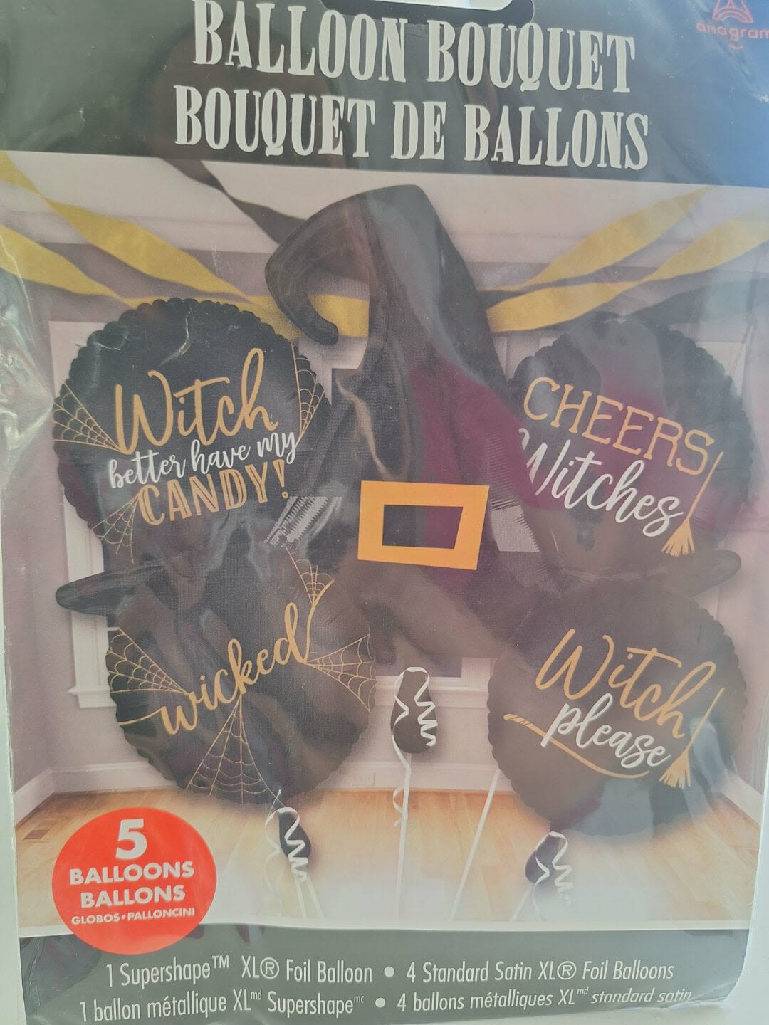 Halloween Mylar Balloon Set - 1- XL Halloween hat mylar 4-18in mylar you can add to any floral arrangement or balloon bouquet all tied to a festive weight