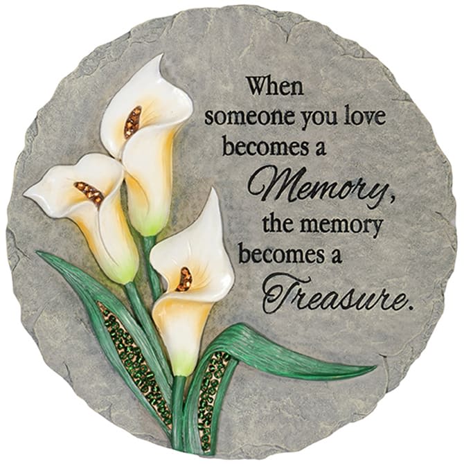 Garden Stone - Becomes A Memory Garden Stone - Becomes A Memory - Garden stones are hand painted and includes beads for added detail. DIA: 9.25"
