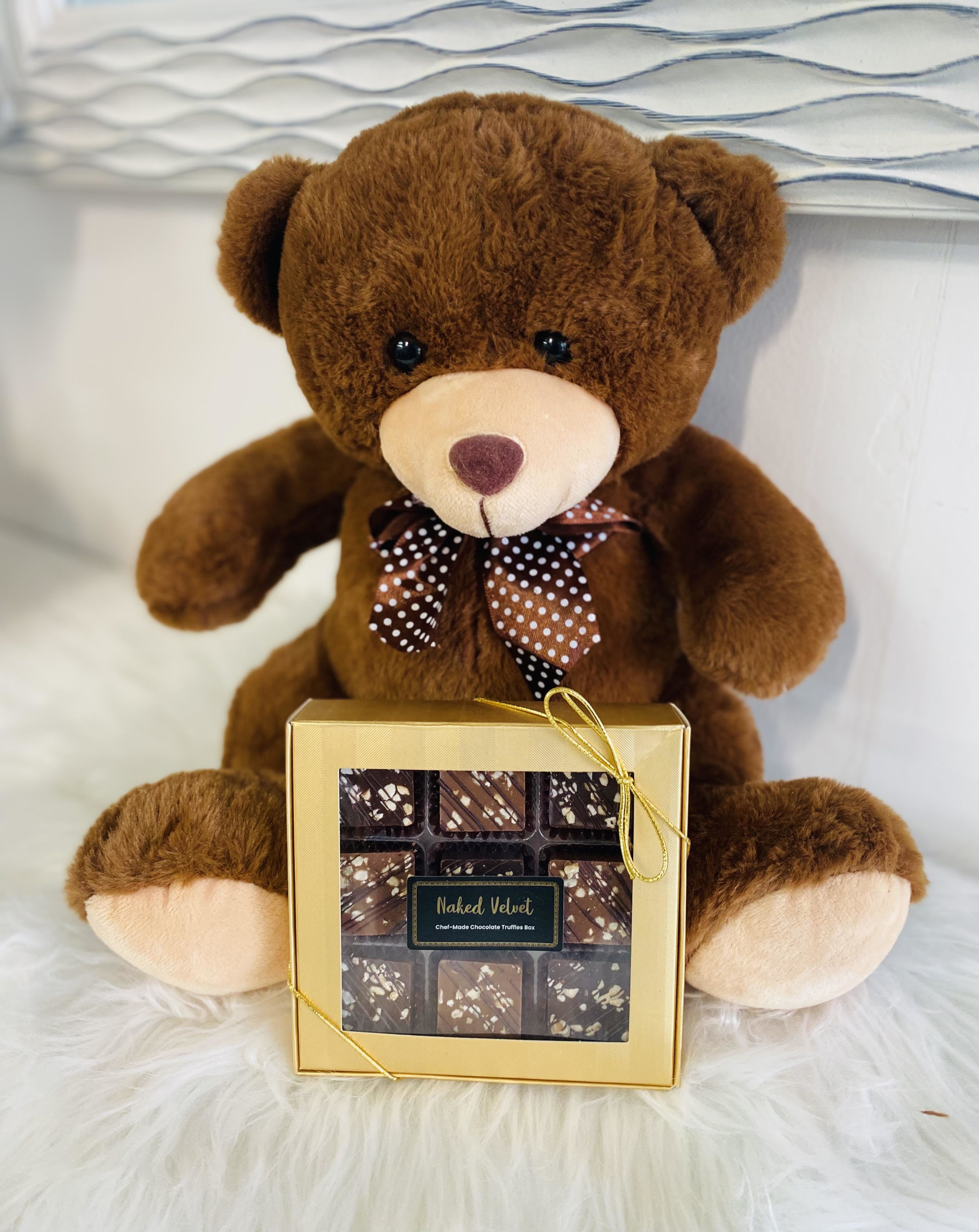 Teddy and Truffells Teddy and Truffells - Chocolate brown bear with Naked Velvet Truffles perfect add on to your flower purchase.