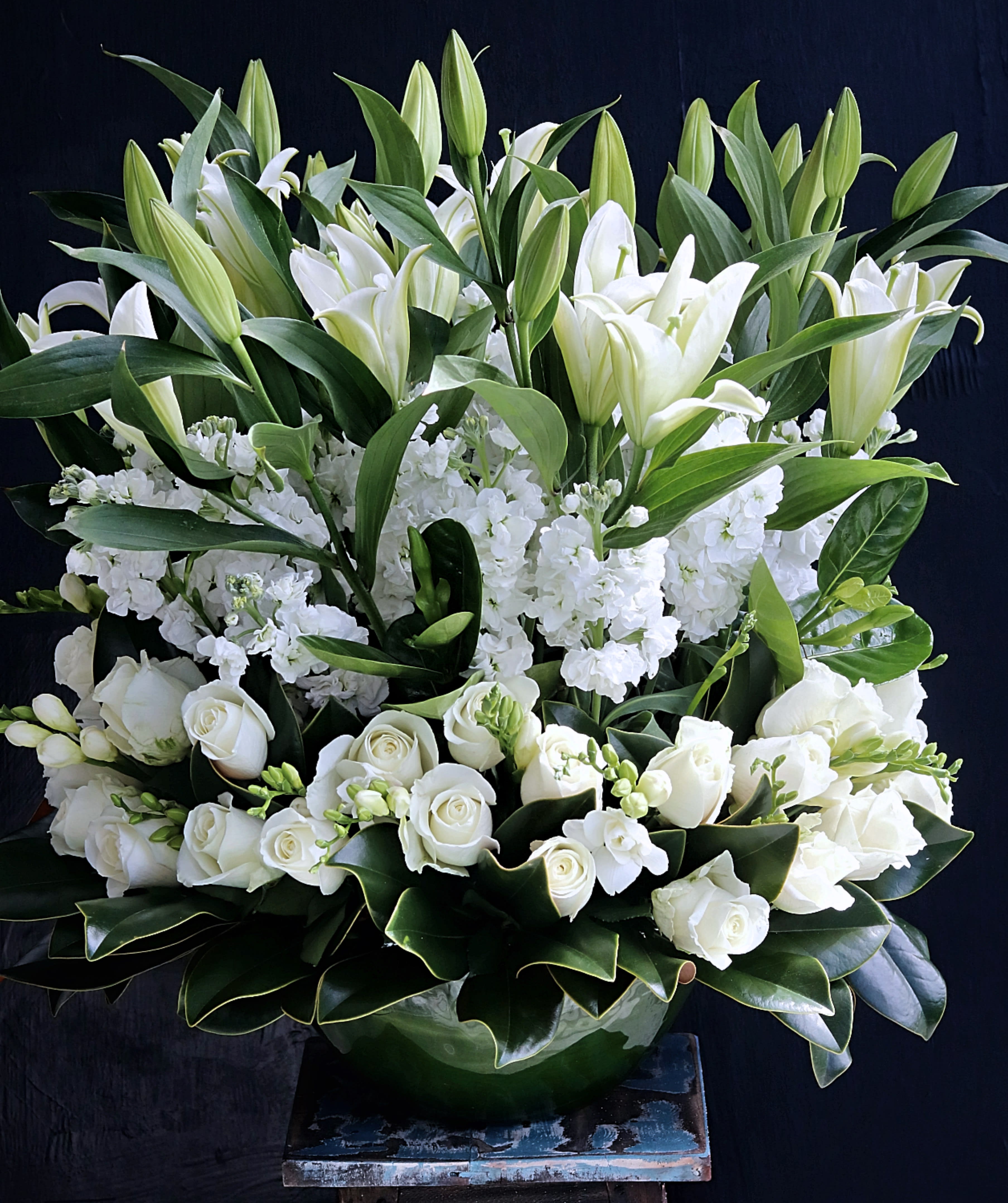 all about fragrance all about fragrance - This luxury arrangement includes premium fragrant flowers such lilies, freesias, roses, stock standing in a glass bowl. Handwritten card is included. Send the most beautiful flowers for that special someone. Next day delivery available to Tequesta, Jupiter, Palm Beach Gardens and Palm Beach.