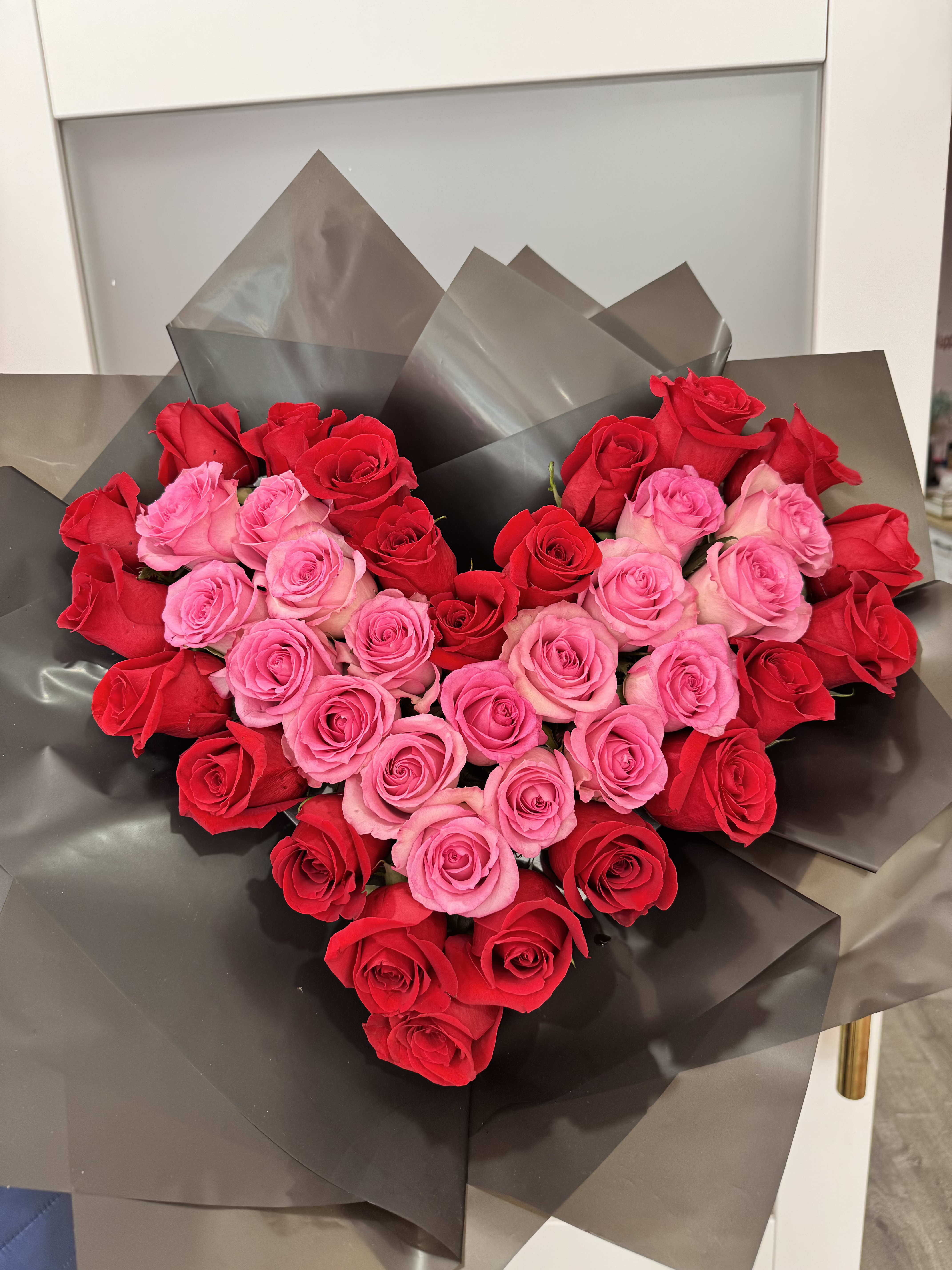 Heart Bouquet Flowers -   19 Roses - Premium Ecuadorian Heart Bouquet ( Standard) 40  Roses - Premium Ecuadorian Heart Bouquet (Deluxe)  