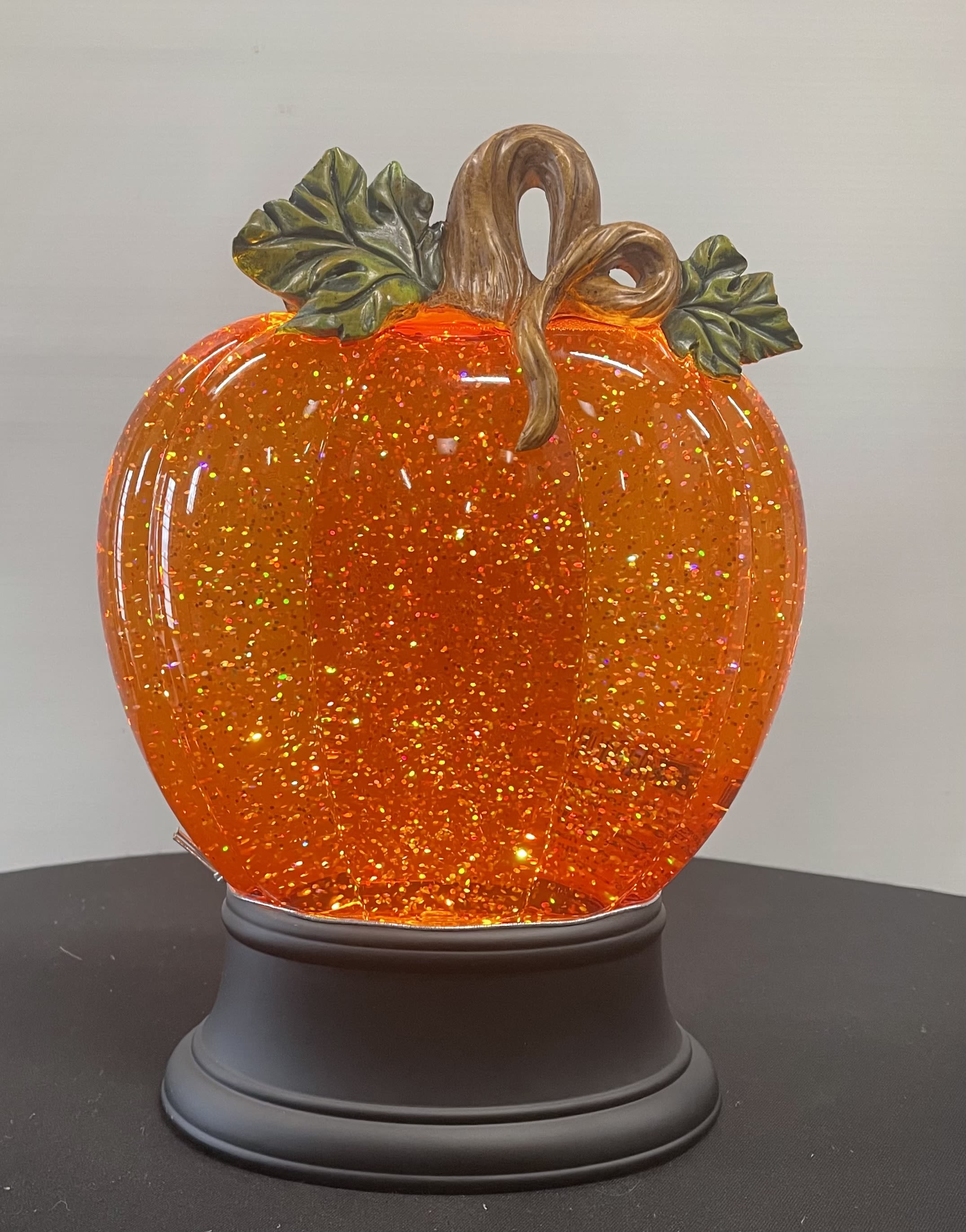 Glittery  Pumpkin Water Globe - Lights Up a sparkling Water Display